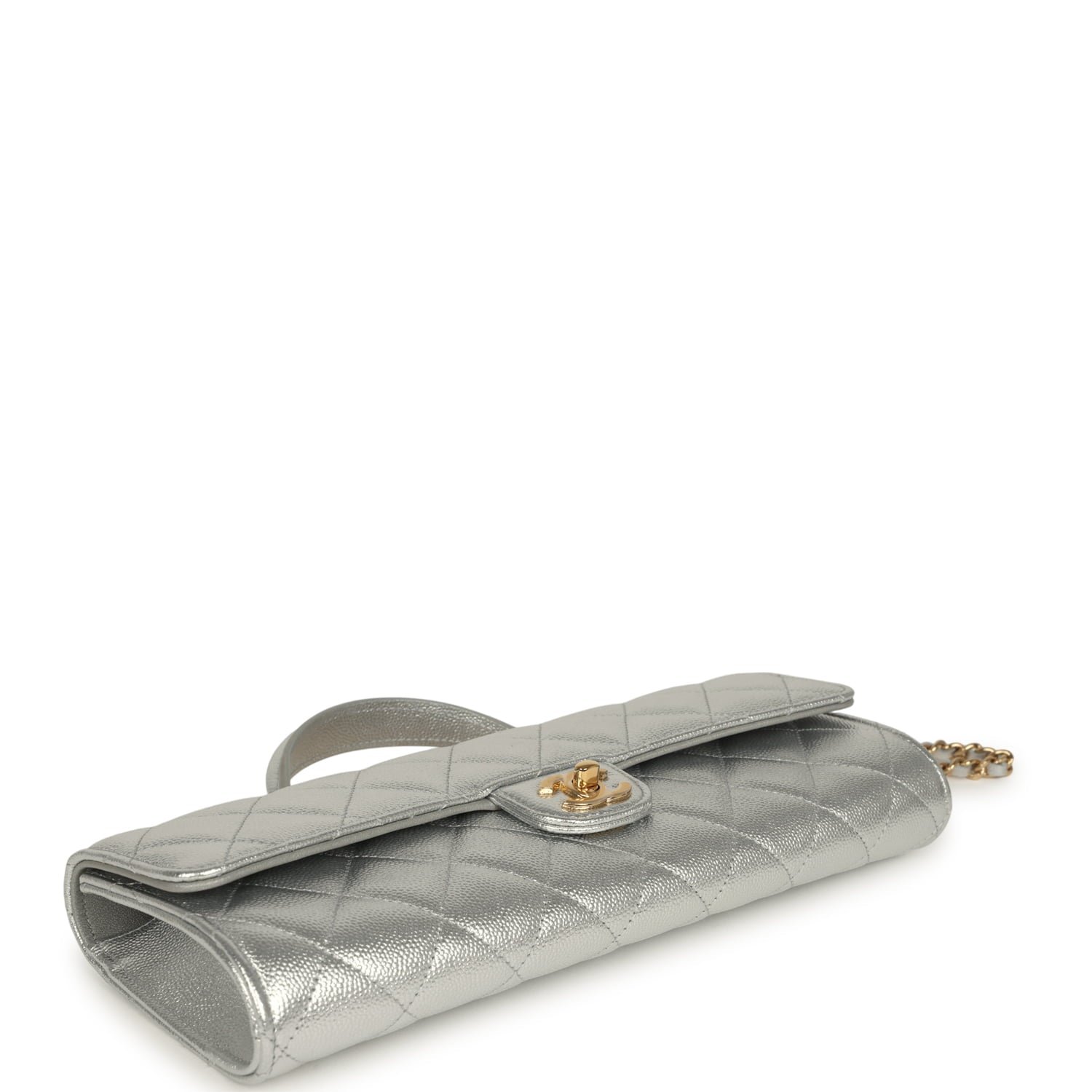 Chanel Clutch with Chain Metallic Silver Caviar — view 7