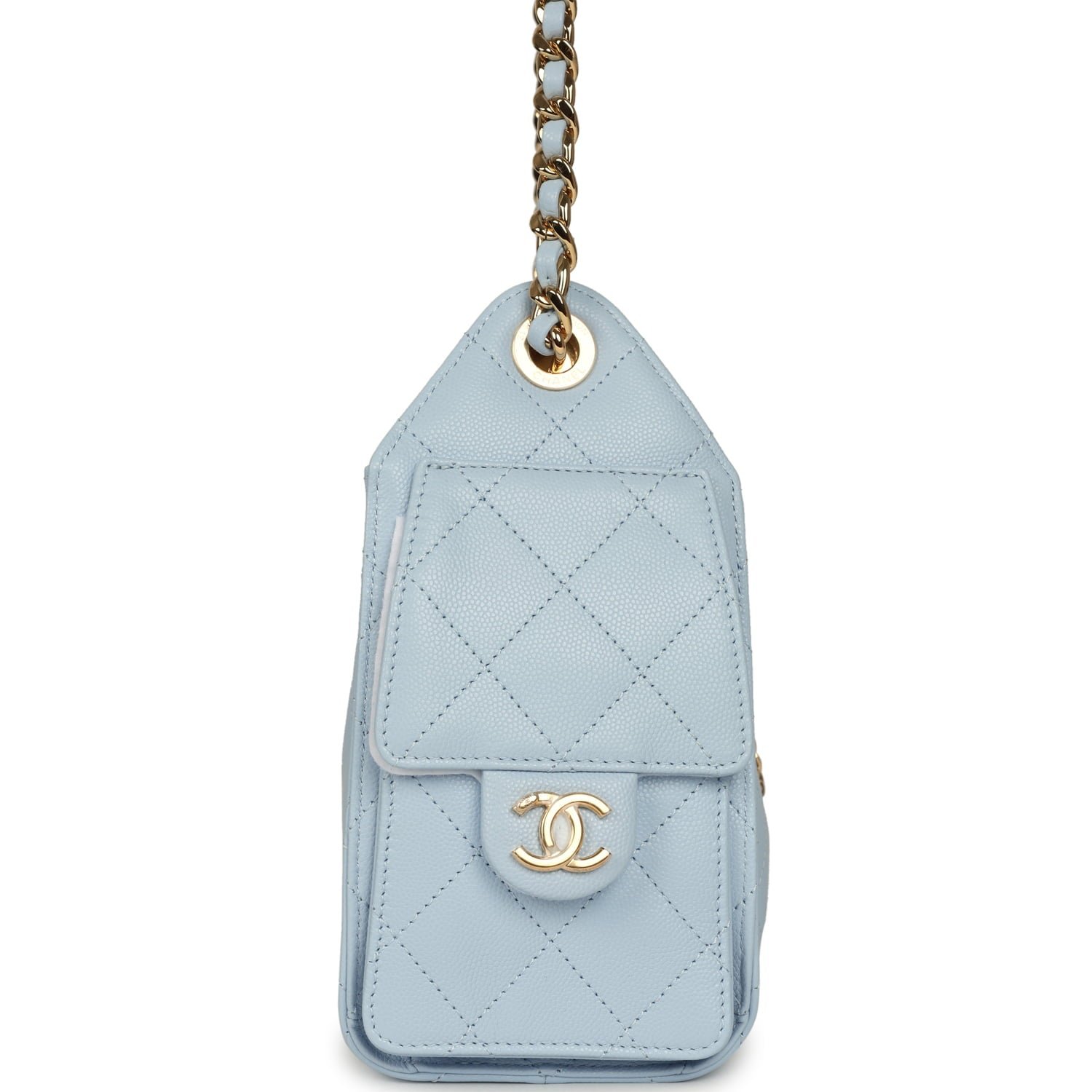 Chanel Mini Hobo Light Blue Caviar Gold — view 4