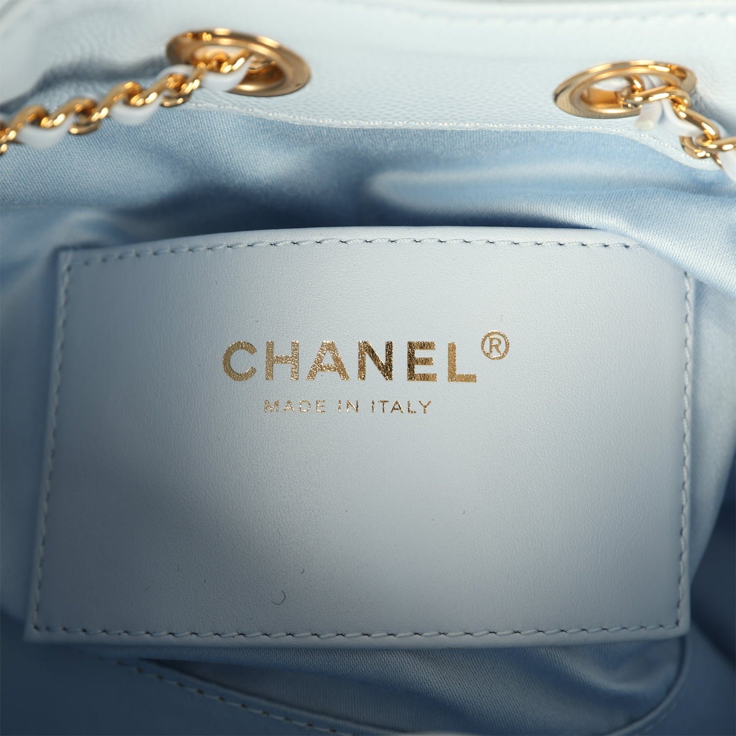 Chanel Mini Hobo Light Blue Caviar Gold — view 9
