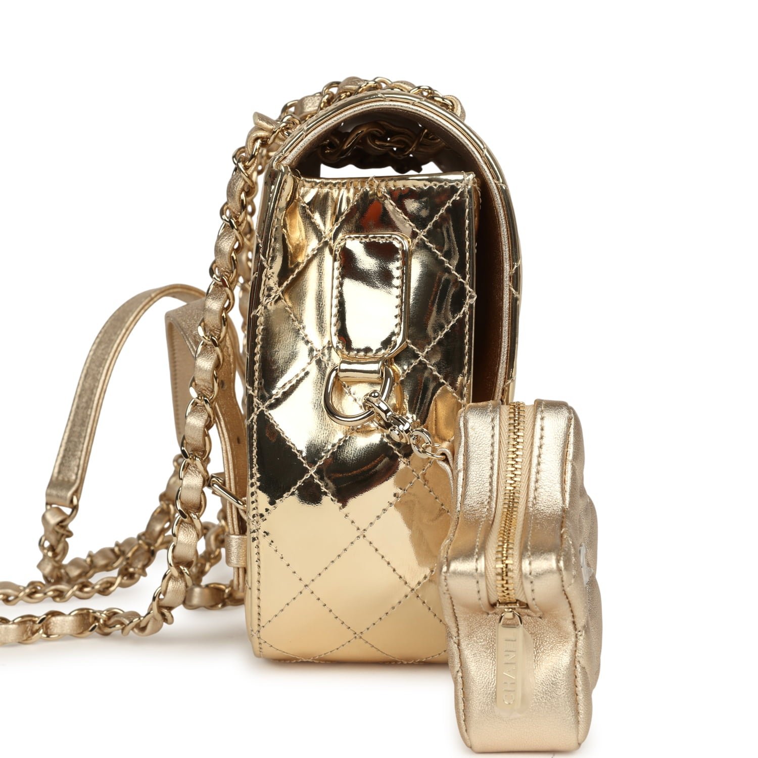 Chanel Backpack Metallic Gold Metallic Calfskin — view 3