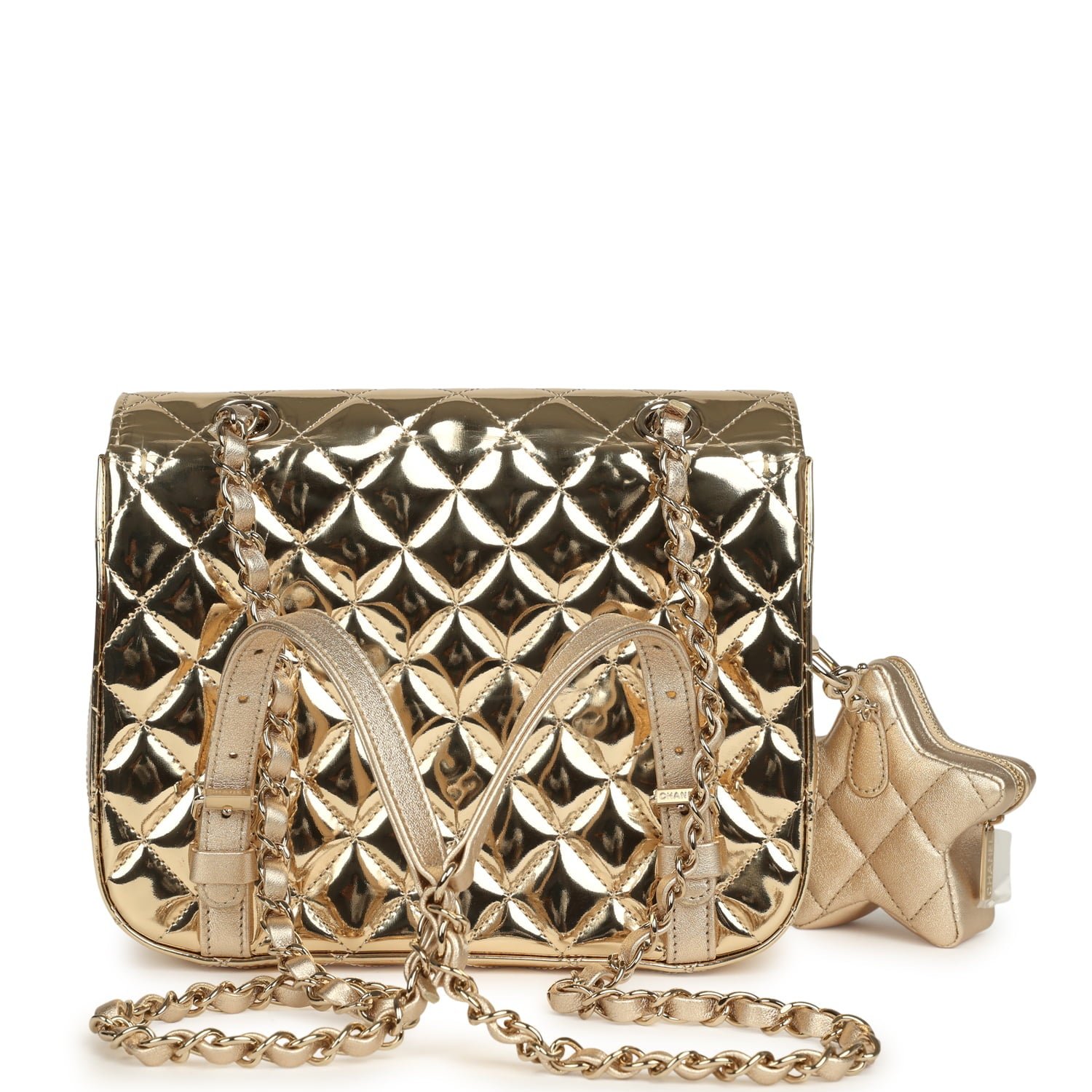 Chanel Backpack Metallic Gold Metallic Calfskin — view 4