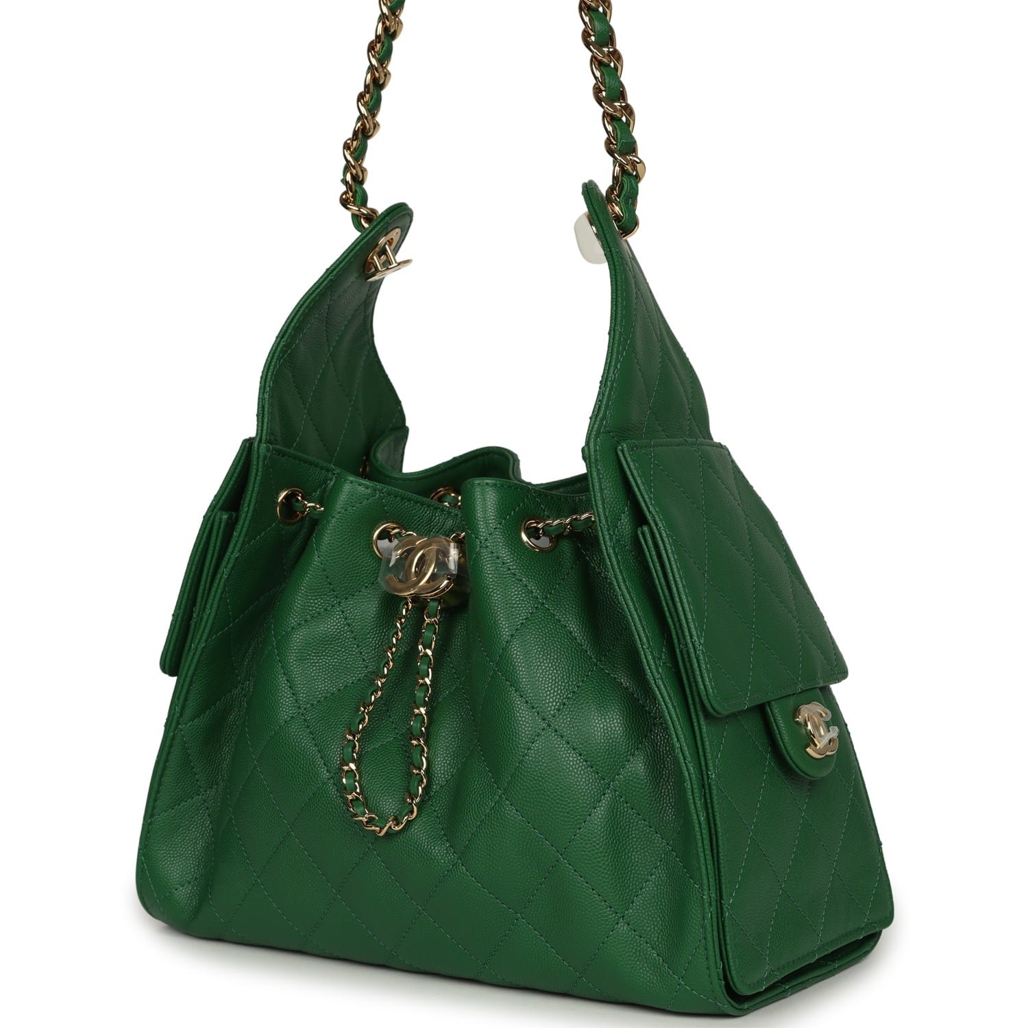 Chanel Small Hobo Green Caviar — view 3