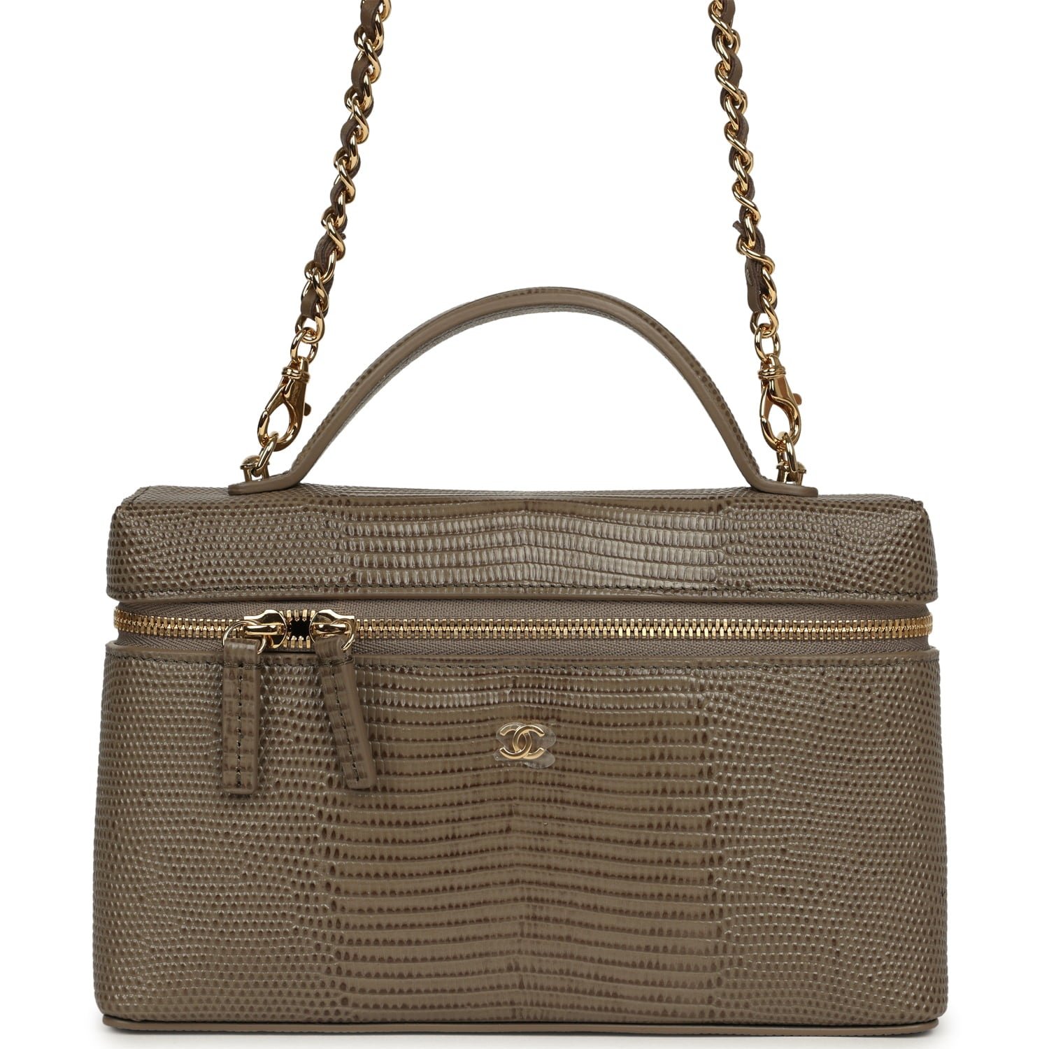 Chanel Vanity Case Khaki Calfskin