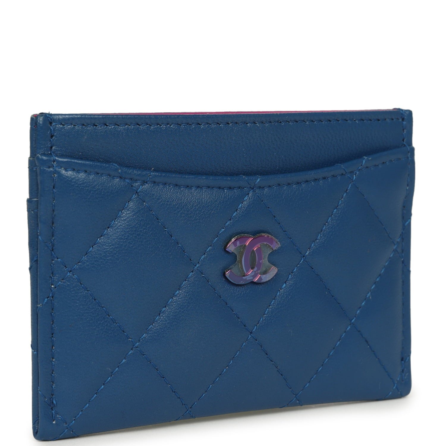 Chanel Card Holder Dark Blue Lambskin — view 2