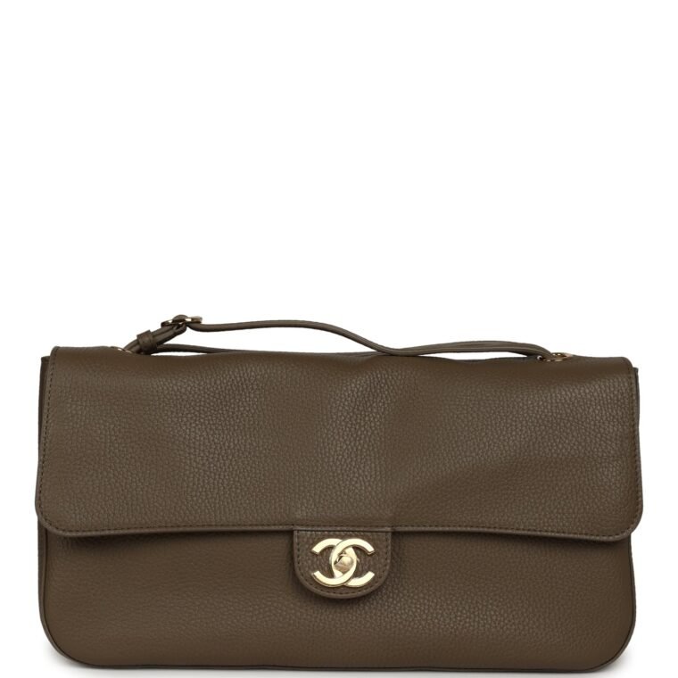 Chanel Small Flap Bag Khaki Calfskin for Sale