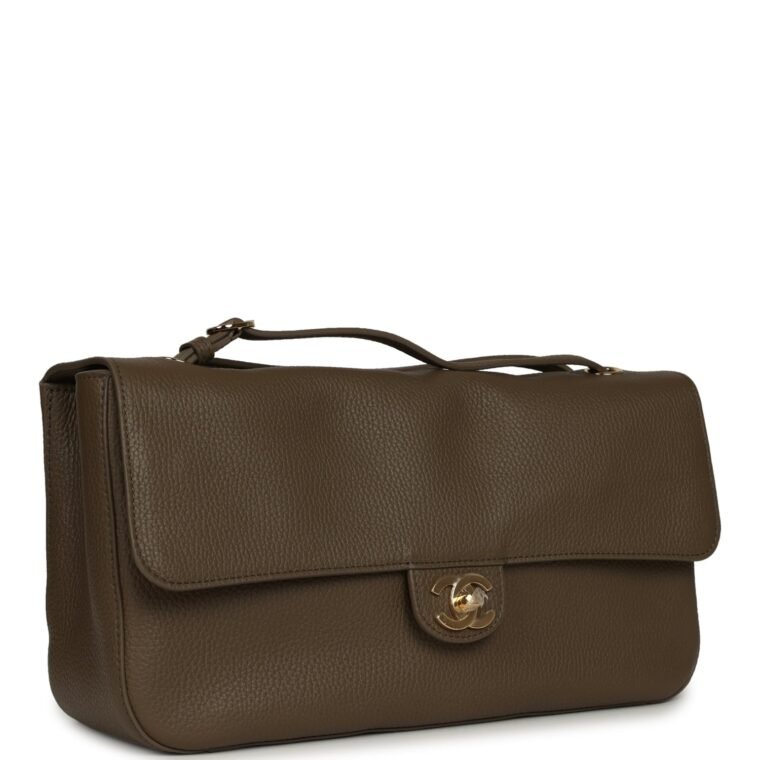 Chanel Small Flap Bag Khaki Calfskin for Sale — alternate view