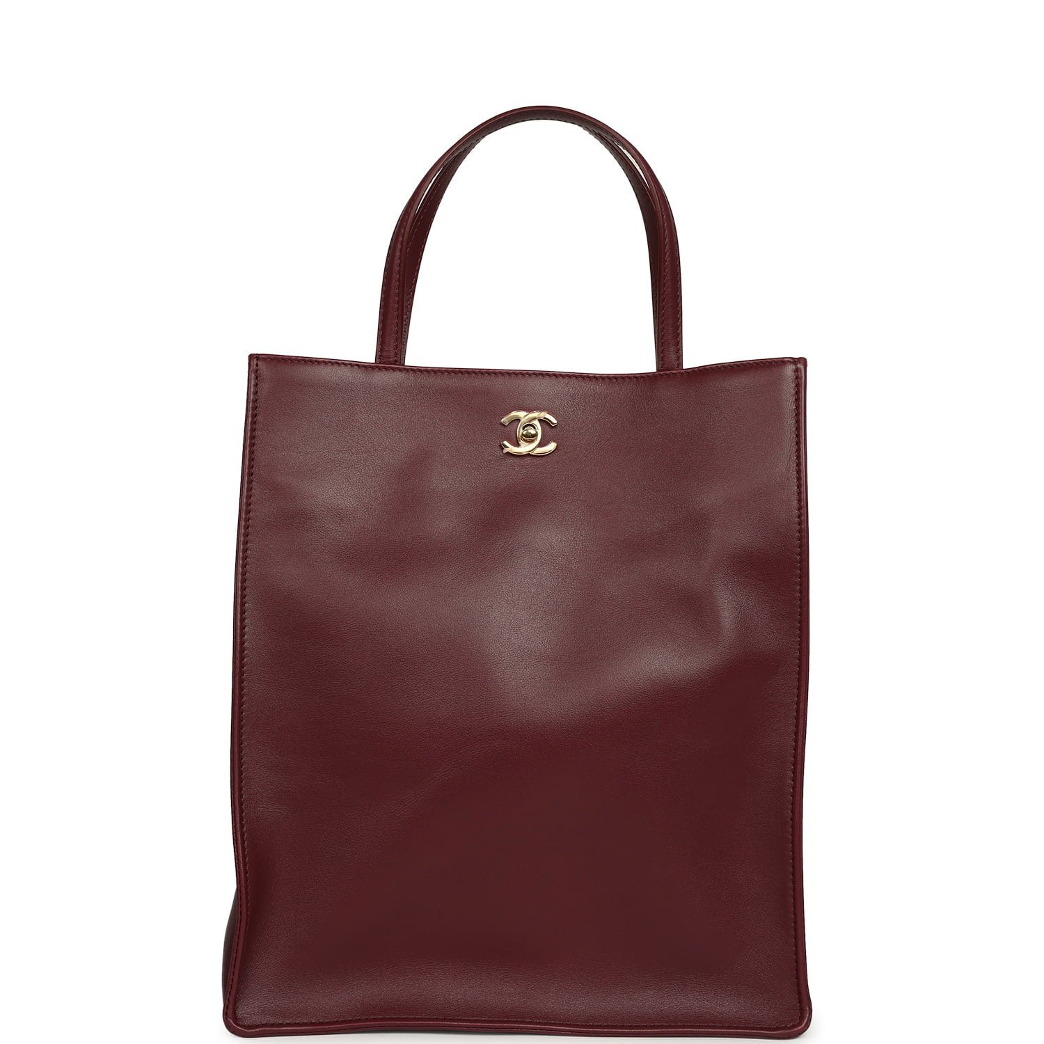 Chanel Small Grocery Bag Dark Burgundy Calfskin