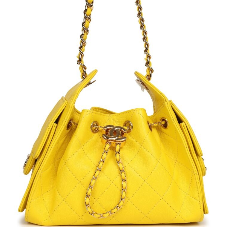 Chanel Mini Hobo Yellow Caviar Gold for Sale