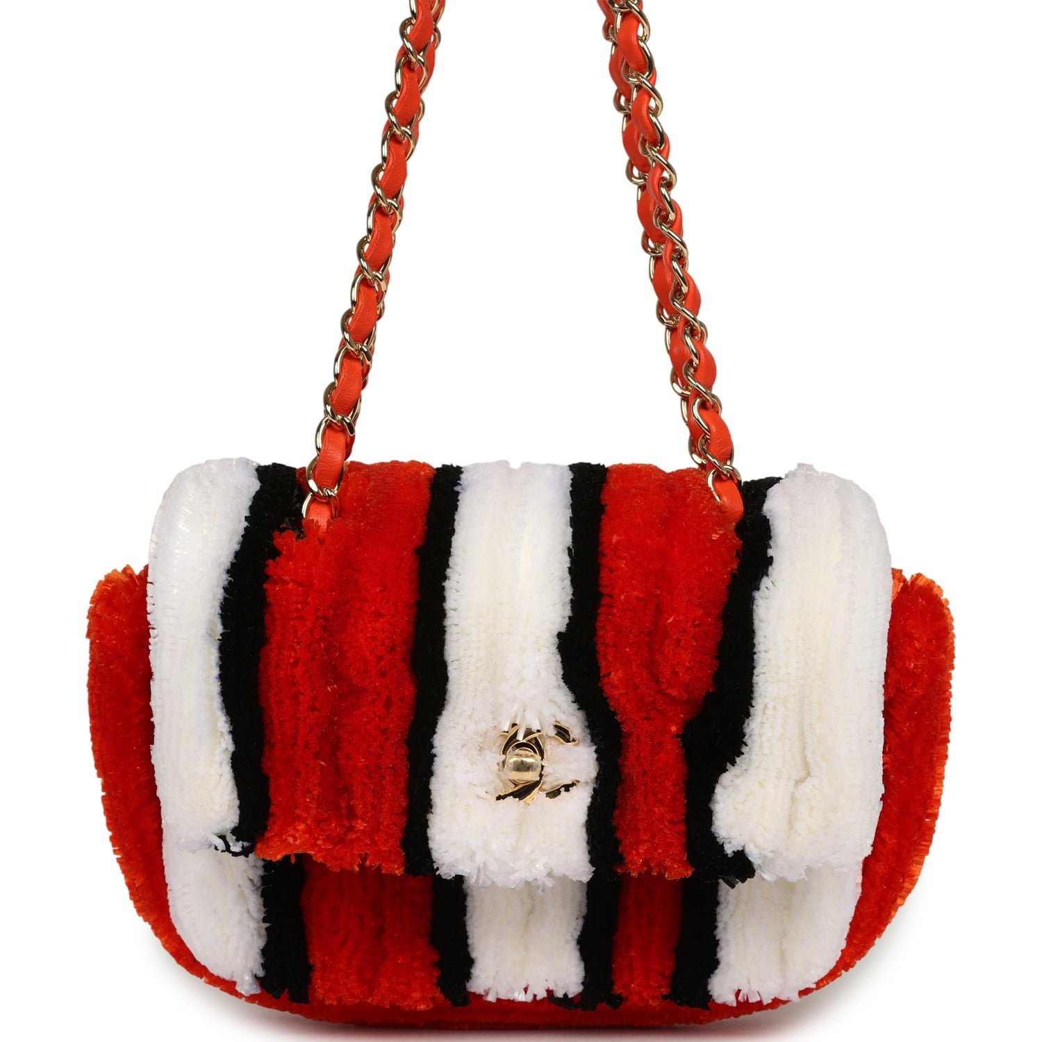 Chanel Small Flap Bag Orange Raffia