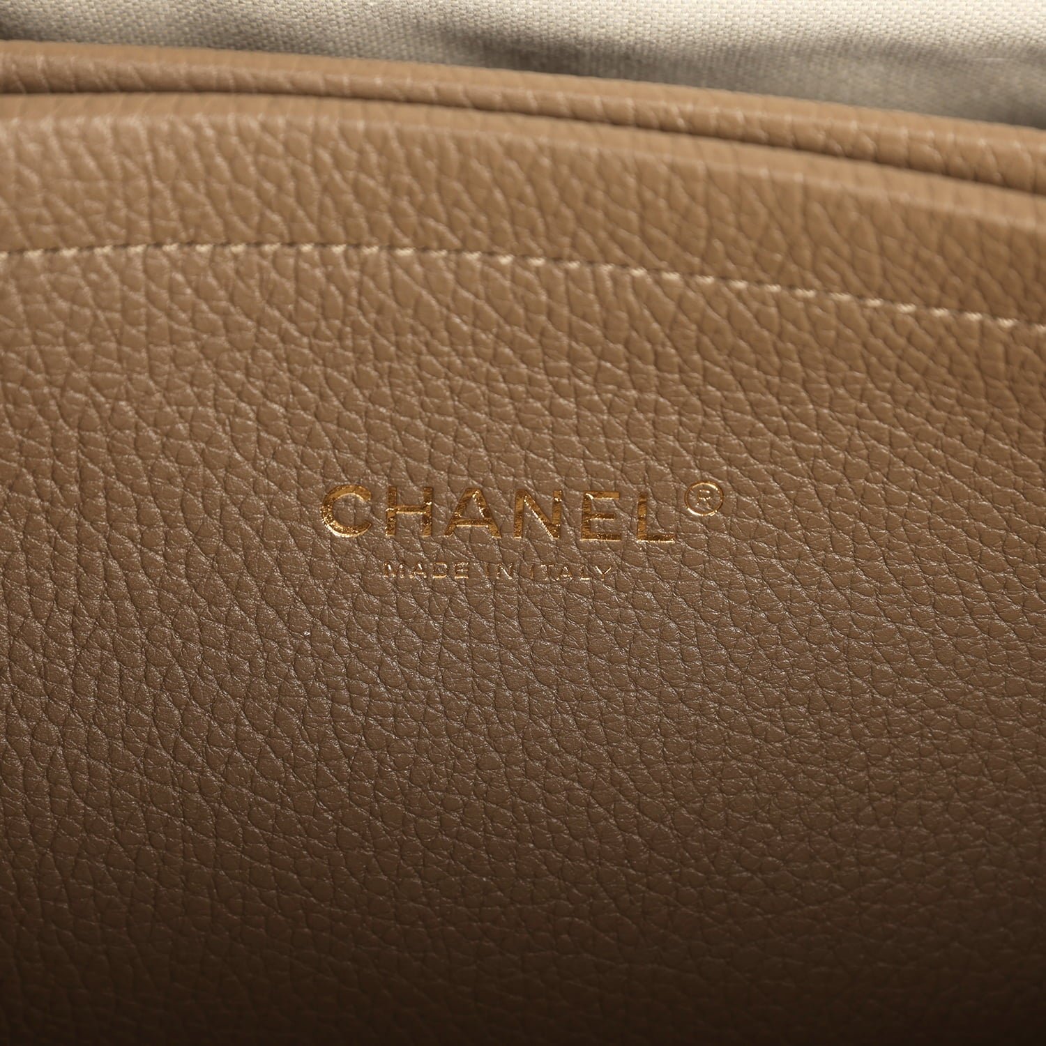 Chanel Large Shopping Tote Khaki Caviar — view 10
