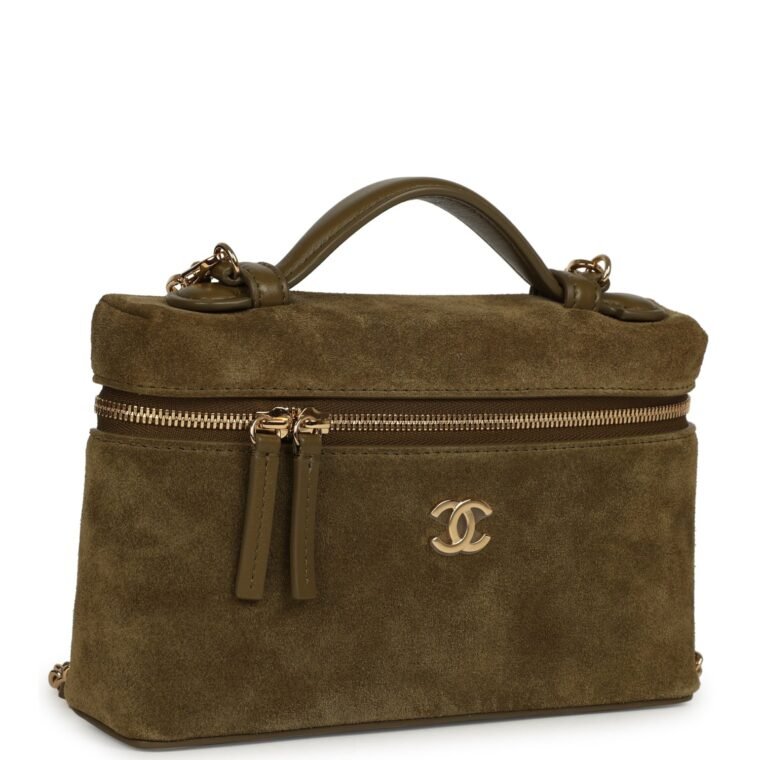 Chanel Vanity Case Khaki Suede for Sale — alternate view