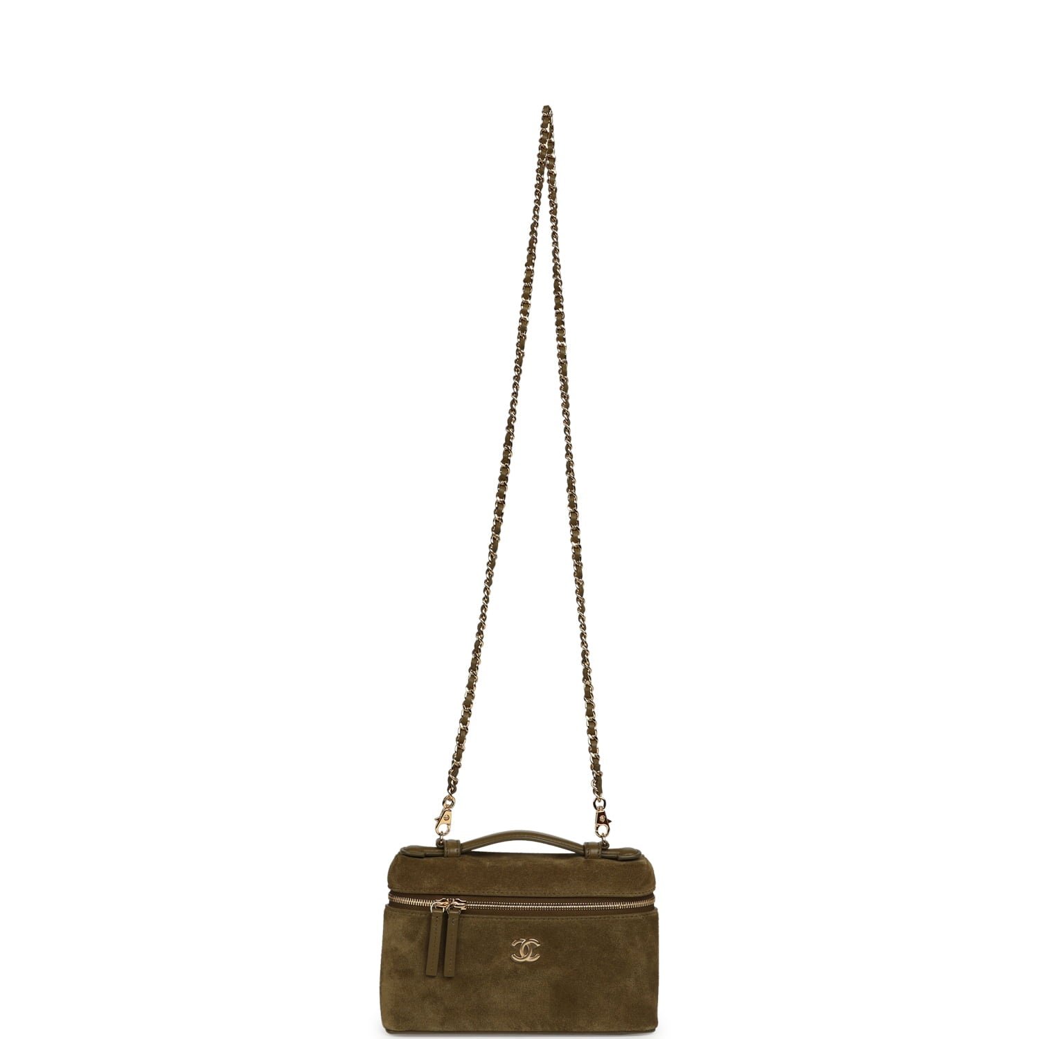 Chanel Vanity Case Khaki Suede — view 8