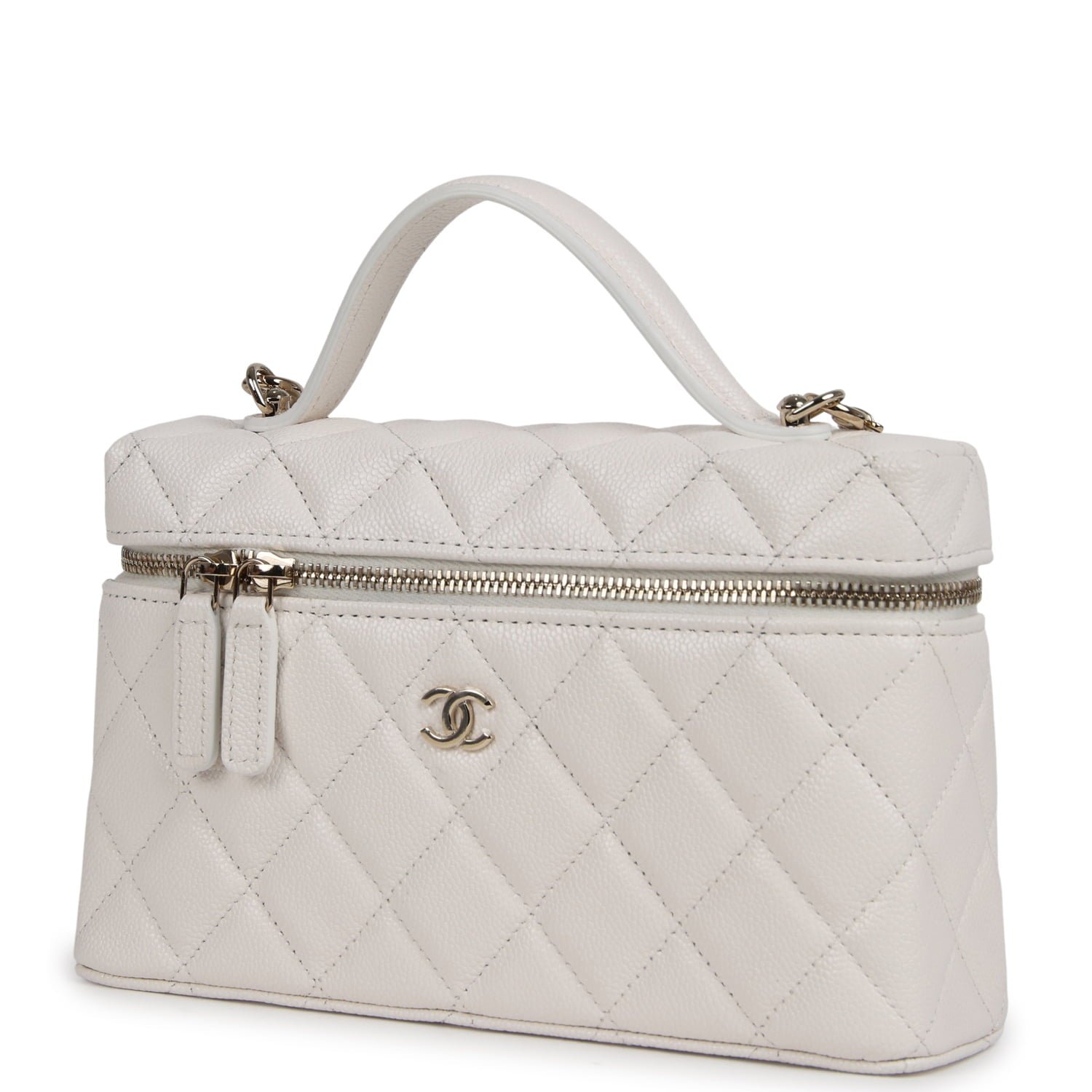 Chanel Vanity Case White Shiny Caviar — view 3