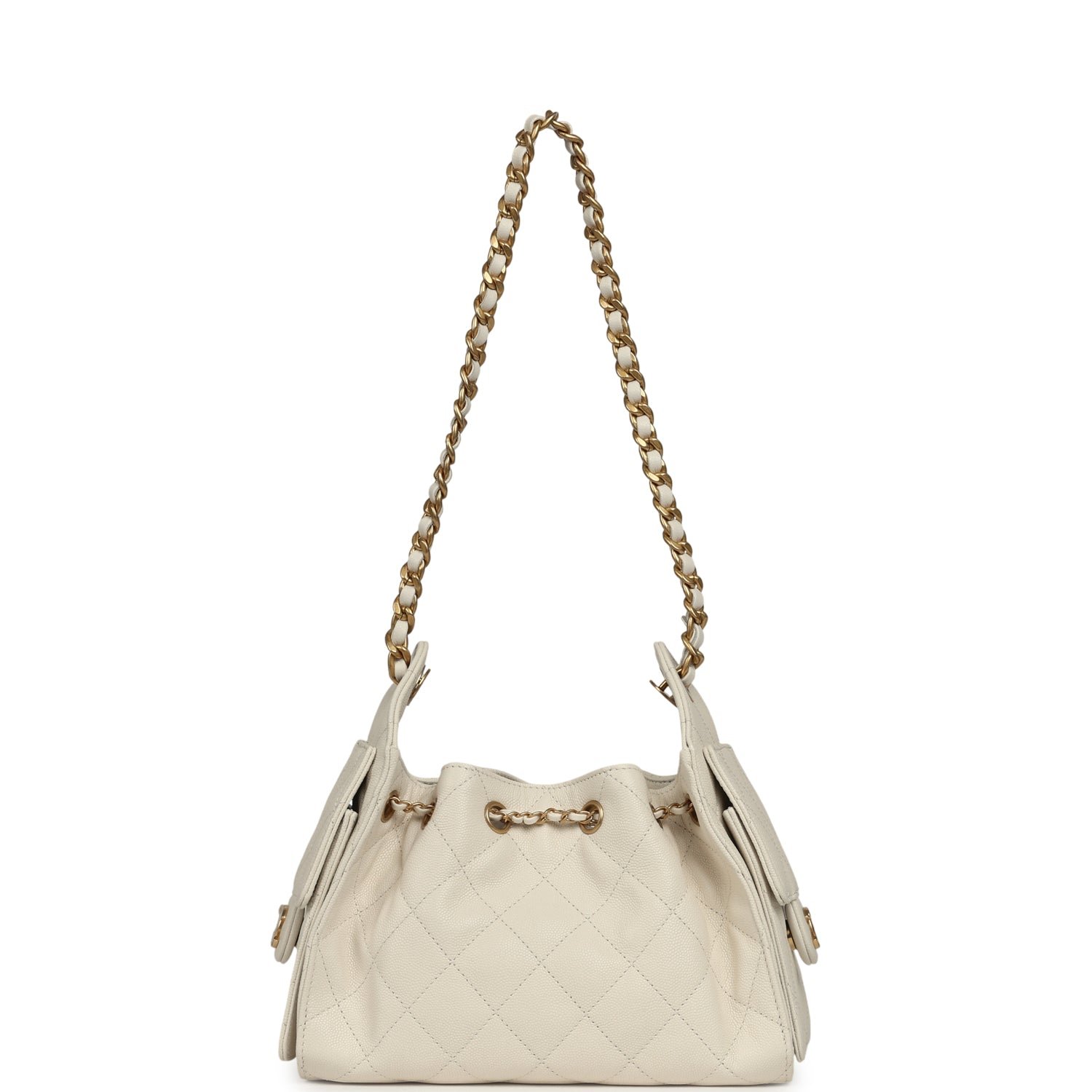 Chanel Mini Hobo White Caviar Antique Gold — view 6