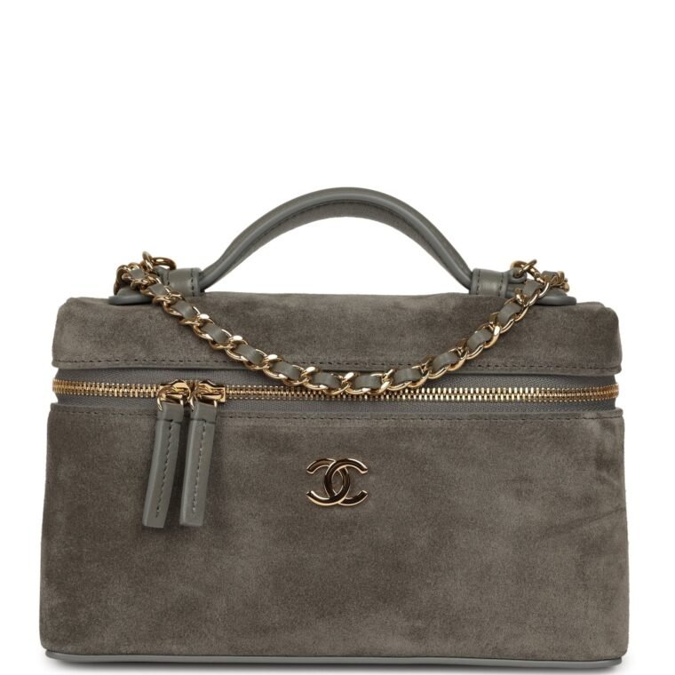 Chanel Vanity Case Grey Suede for Sale