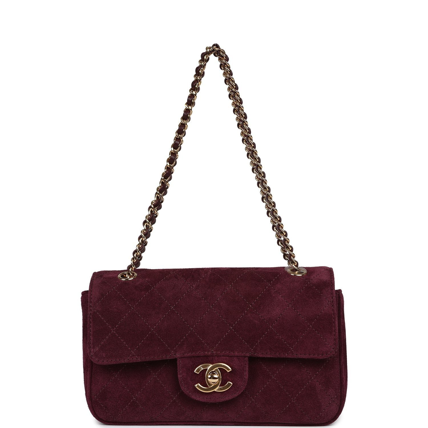 Chanel Mini Flap Bag Burgundy Suede — view 7