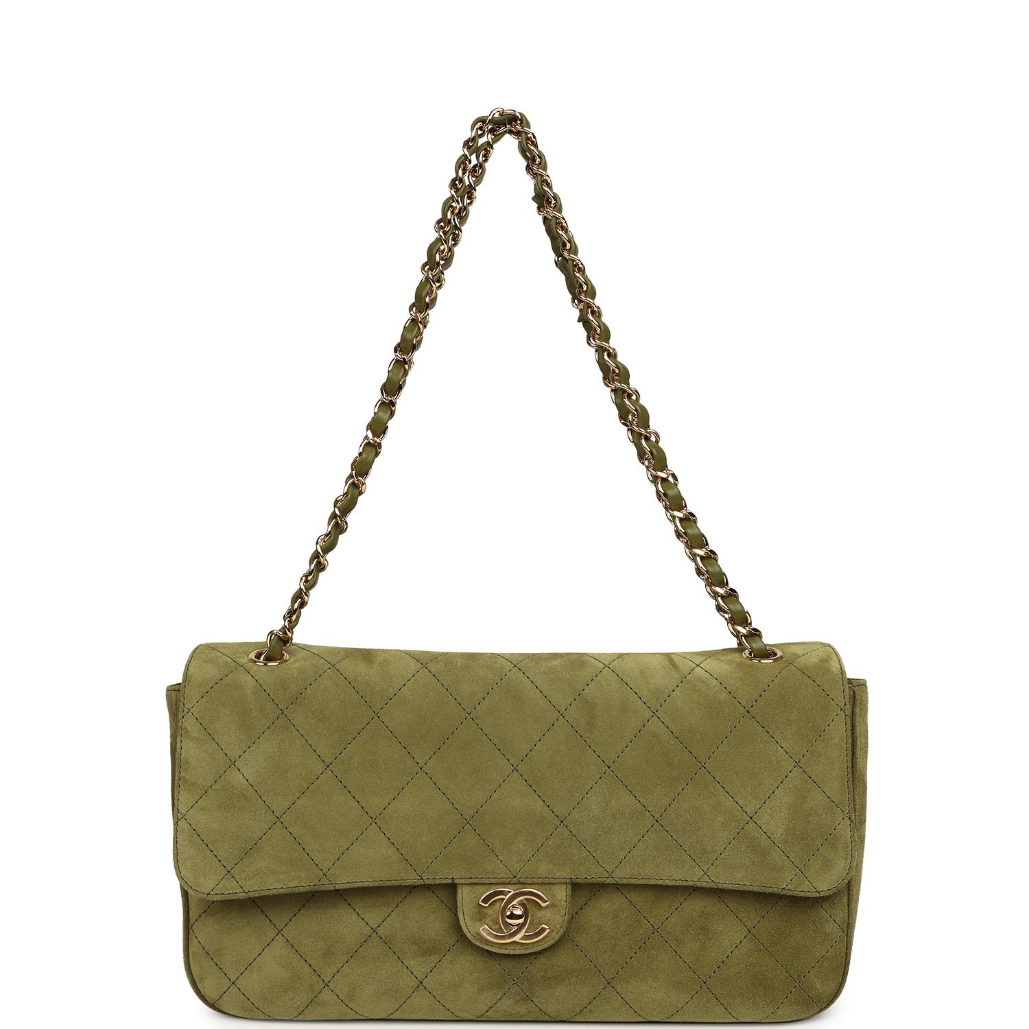 Chanel Small Flap Bag Khaki Suede — view 7