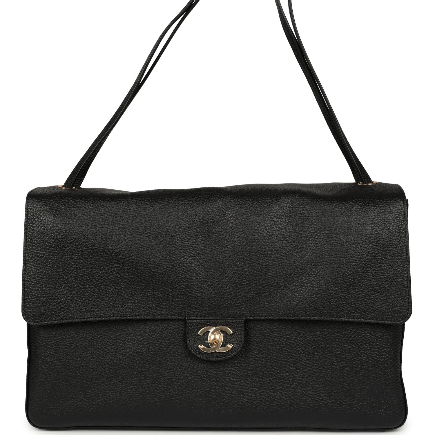 Chanel Large Flap Bag Black Calfskin Gold