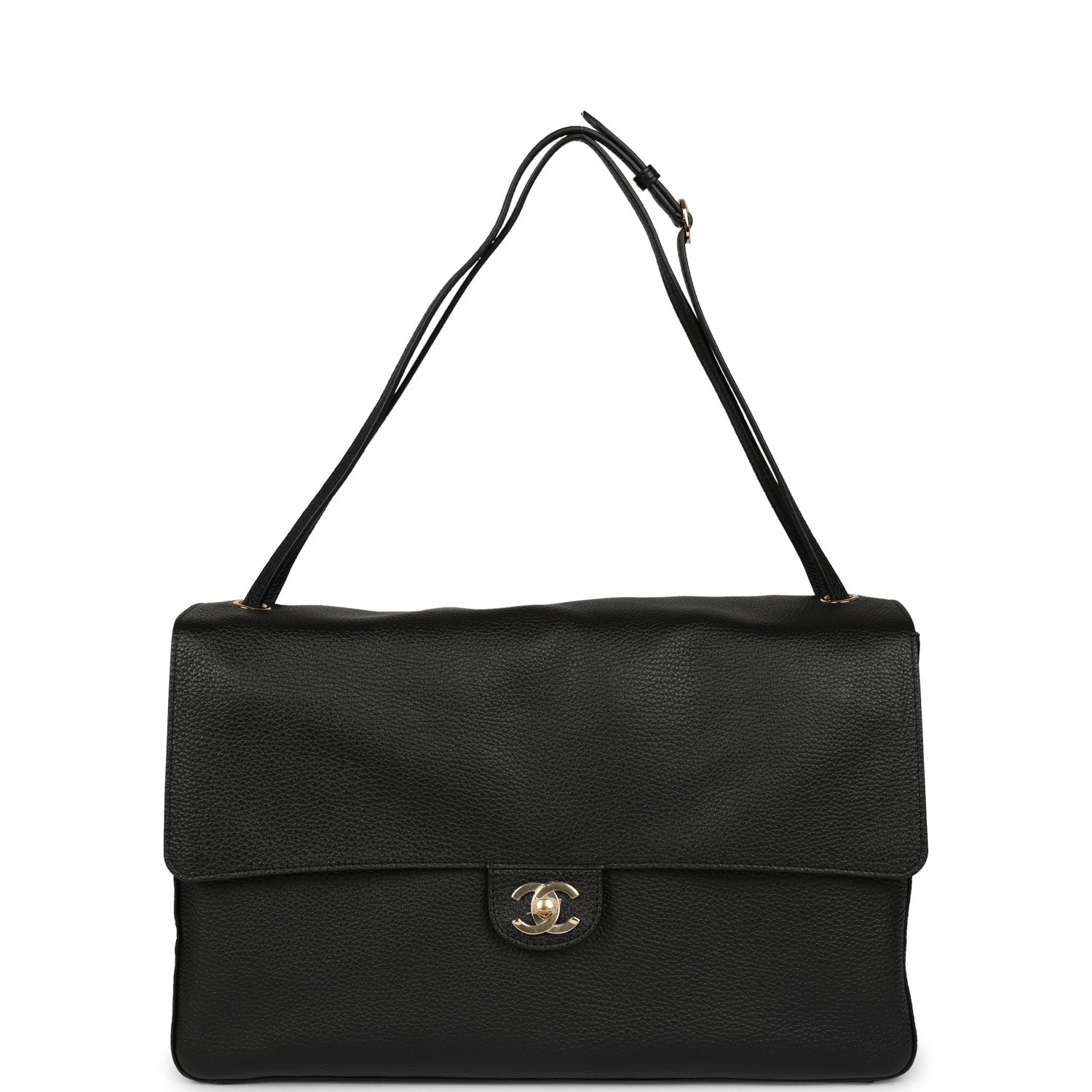 Chanel Large Flap Bag Black Calfskin Gold — view 6