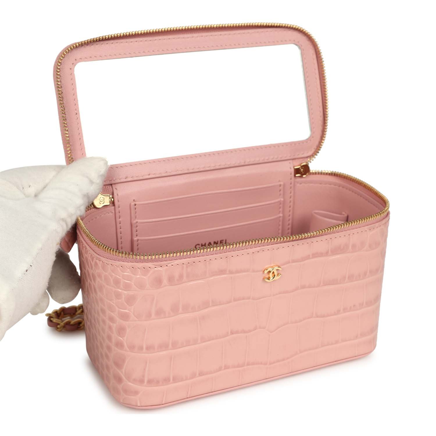 Chanel Small Vanity Case Light Pink Calfskin — view 8