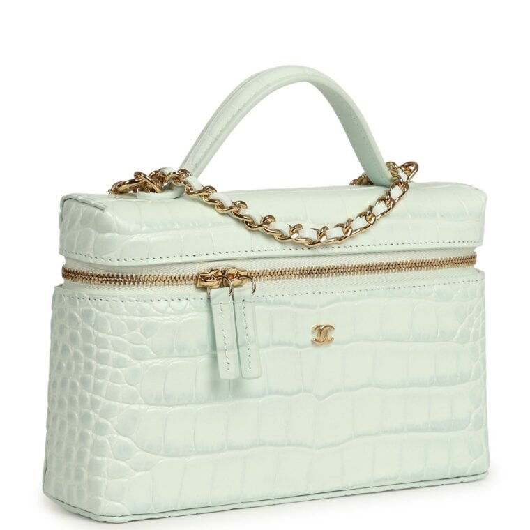 Chanel Vanity Case Light Blue Calfskin Gold for Sale — alternate view