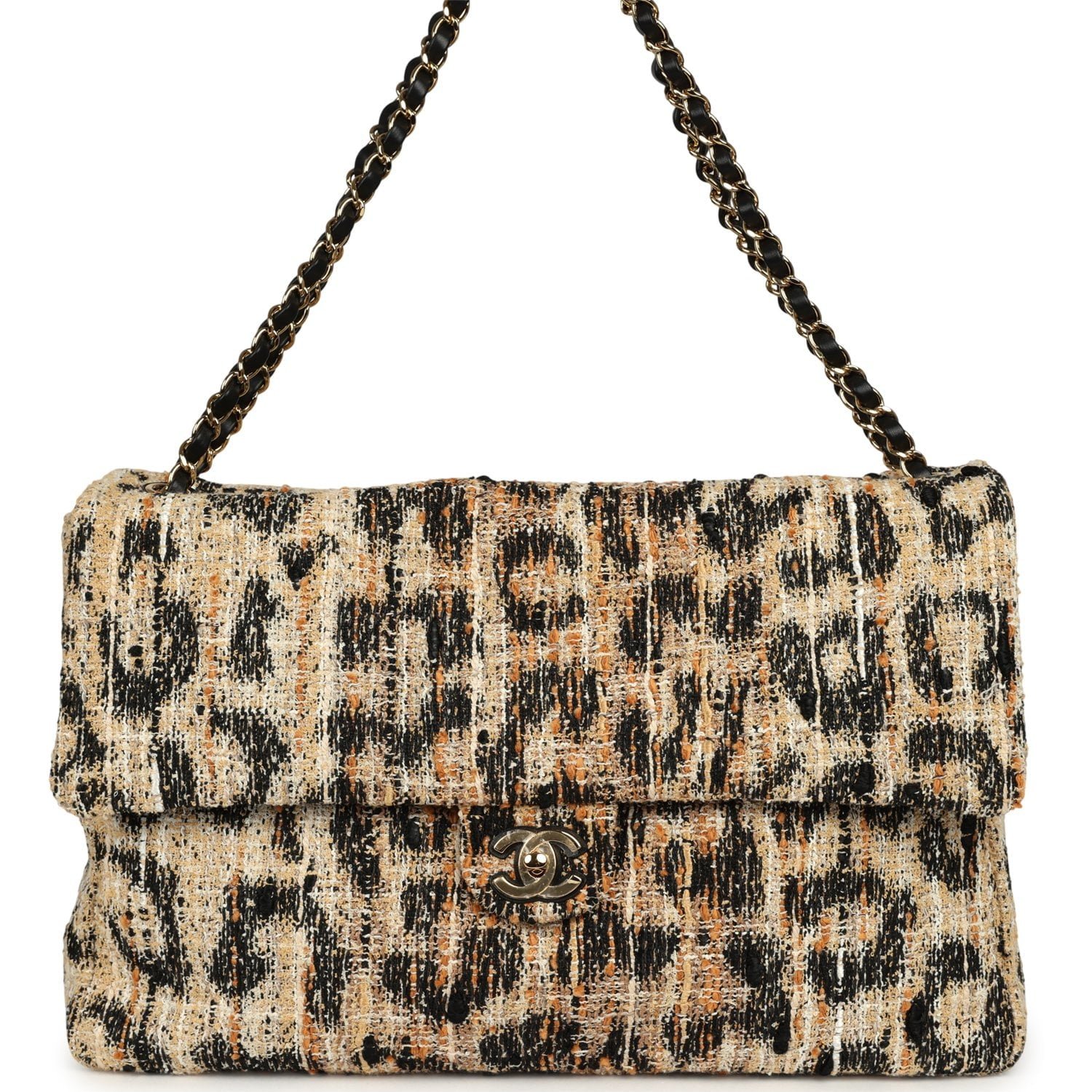 Chanel Large Flap Bag Black Tweed