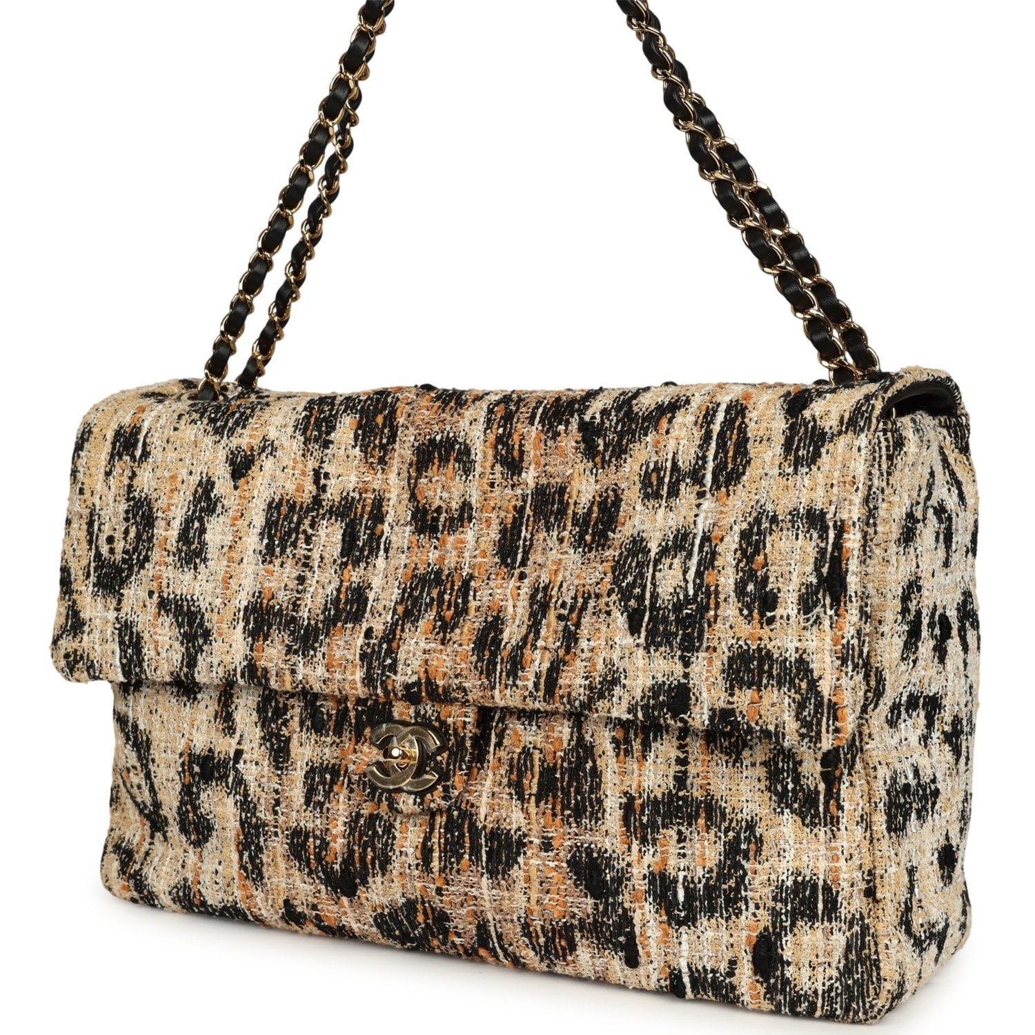 Chanel Large Flap Bag Black Tweed — view 3