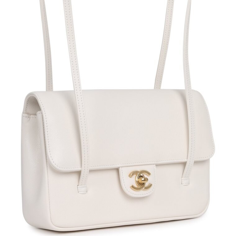 Chanel Small Flap Bag White Shiny Caviar for Sale — alternate view