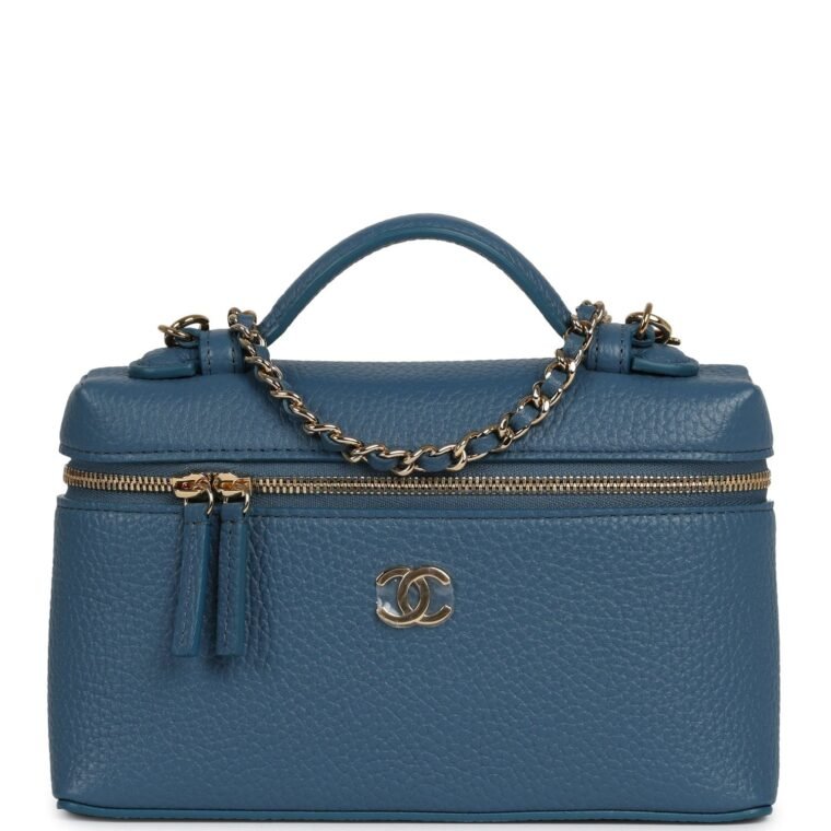 Chanel Vanity Case Dark Blue Calfskin for Sale