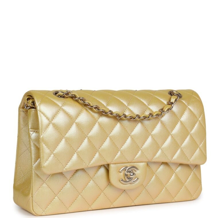 Chanel Medium Classic Double Flap Iridescent Light Gold — Buy Now — alternate view