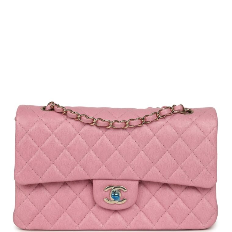 Chanel Medium Classic Double Flap Pink Shiny Caviar for Sale