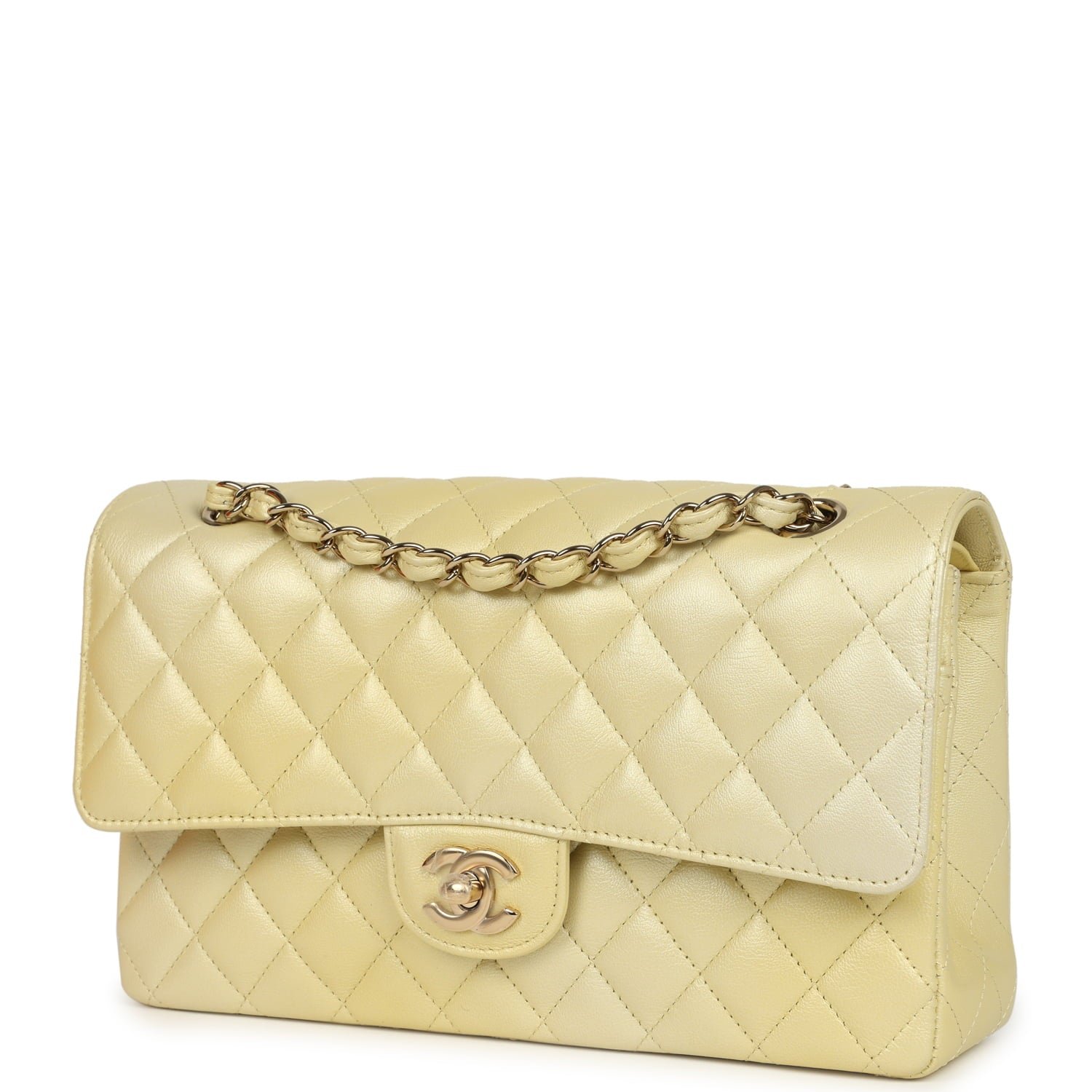 Pre-Owned Chanel Medium Classic Double Flap Yellow — view 3