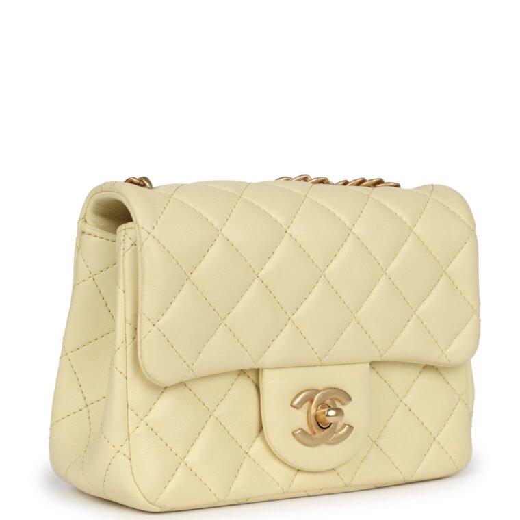 Chanel Mini Flap Bag Yellow Lambskin for Sale — alternate view