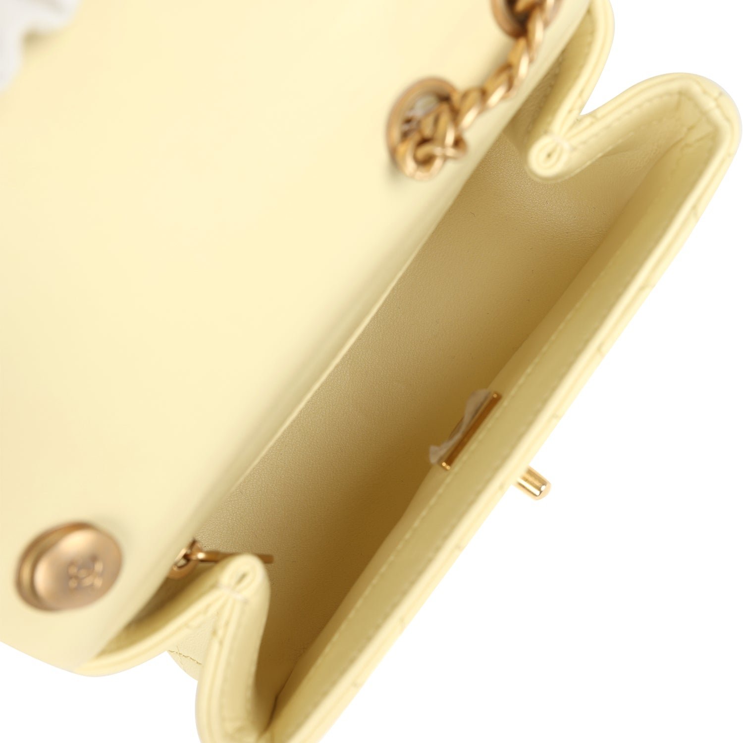 Chanel Mini Flap Bag Yellow Lambskin — view 9