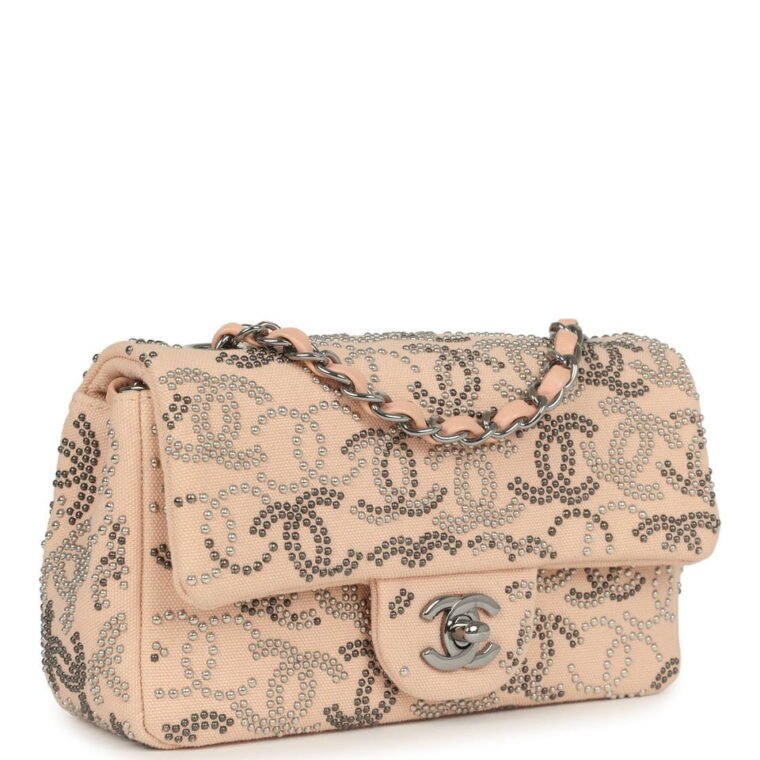 Pre-Owned Chanel Mini Flap Bag Light Pink Canvas — Buy Now — alternate view