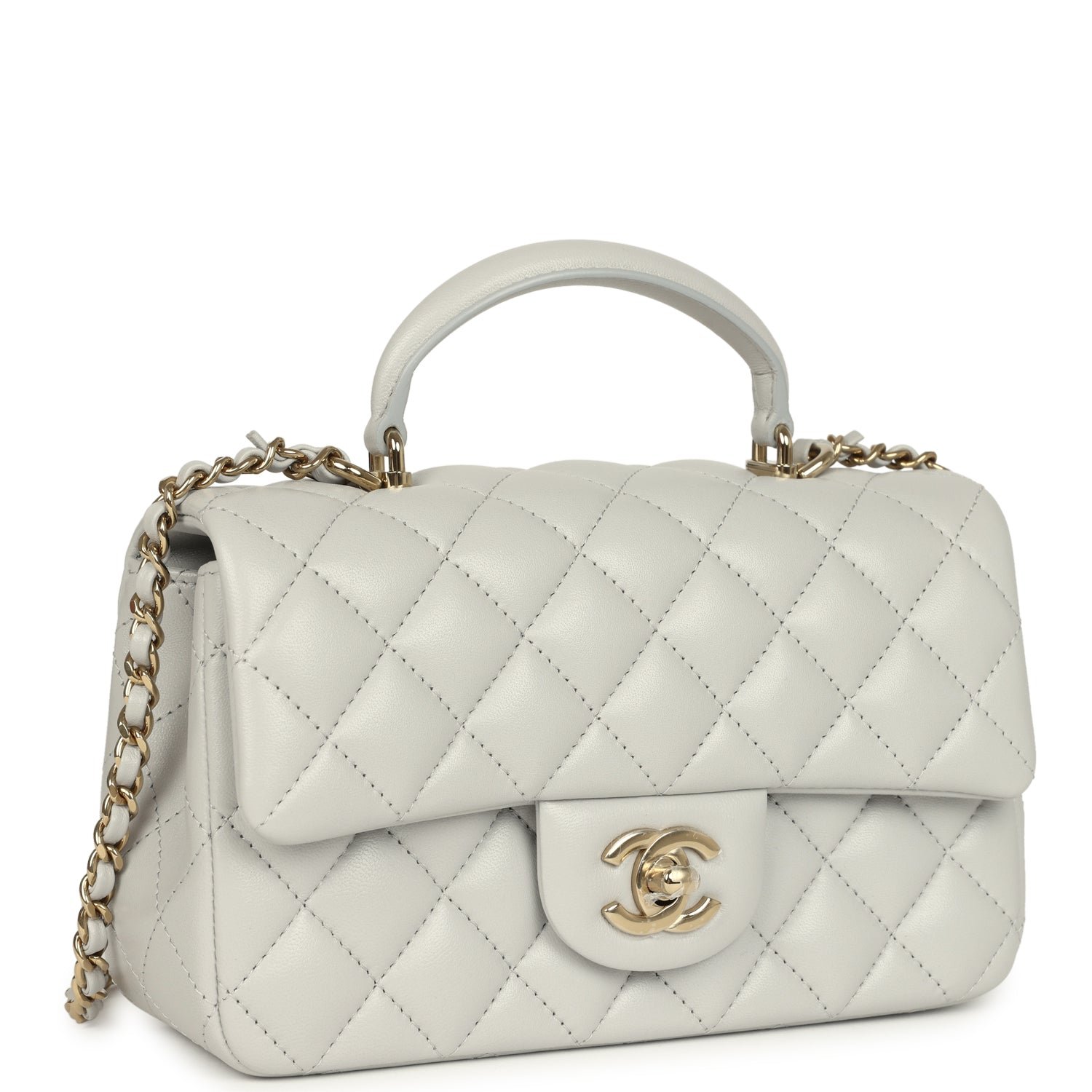 Chanel Mini Top Handle Grey Lambskin — view 2