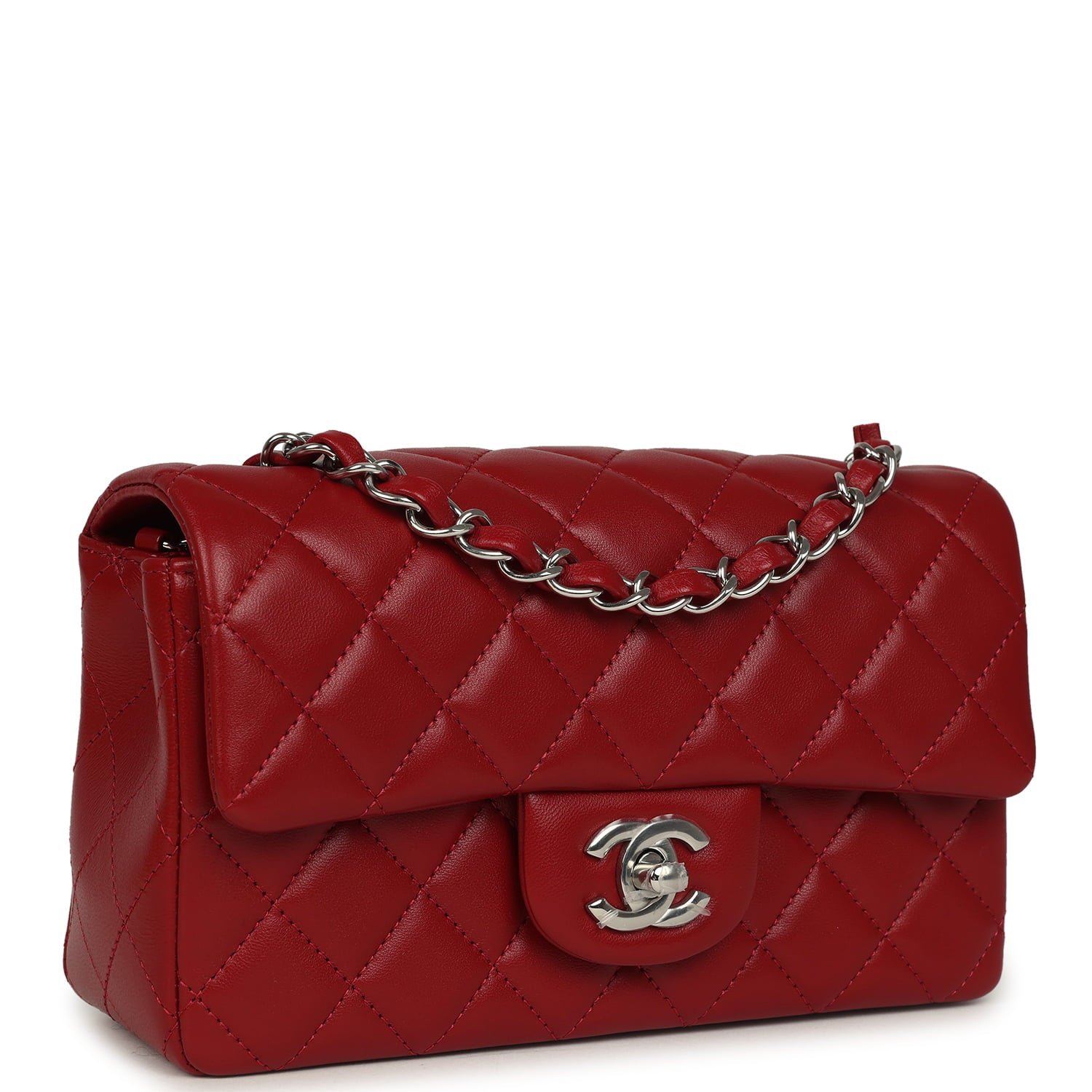 Chanel Mini Flap Bag Red Lambskin — view 2