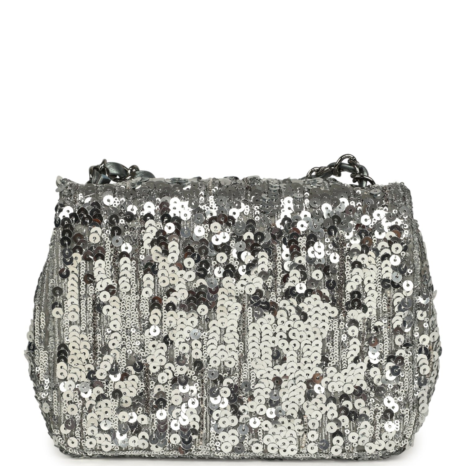 Pre-Owned Chanel Mini Flap Bag Metallic Silver — view 5