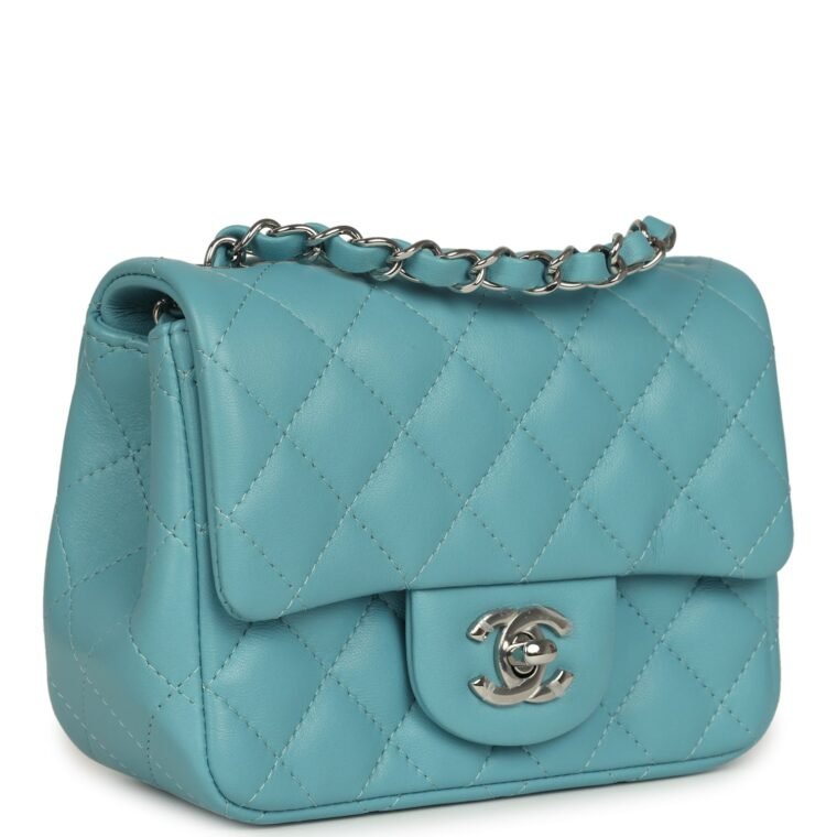 Pre-Owned Chanel Mini Flap Bag Light Blue Lambskin for Sale — alternate view