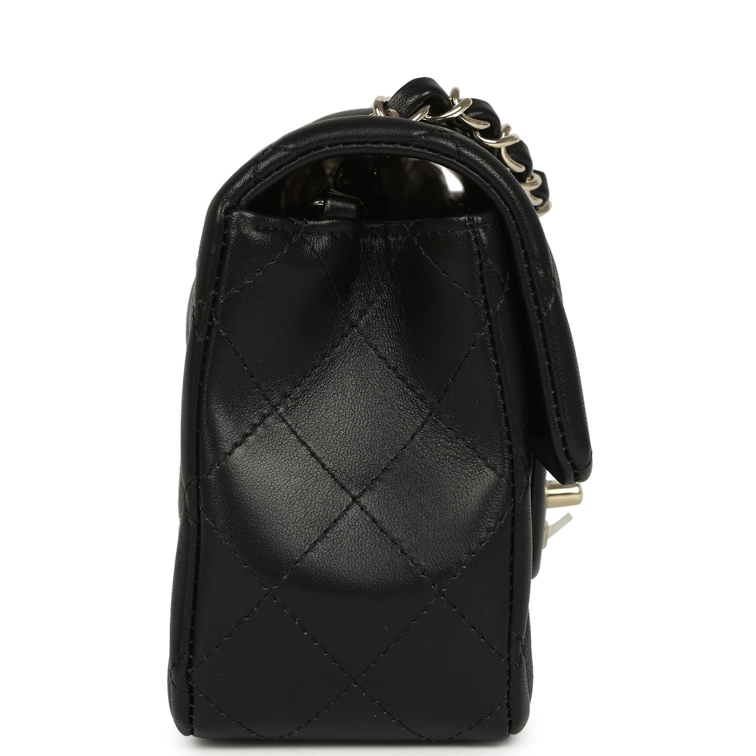 Pre-Owned Chanel Mini Flap Bag Black Lambskin Light Gold — view 4