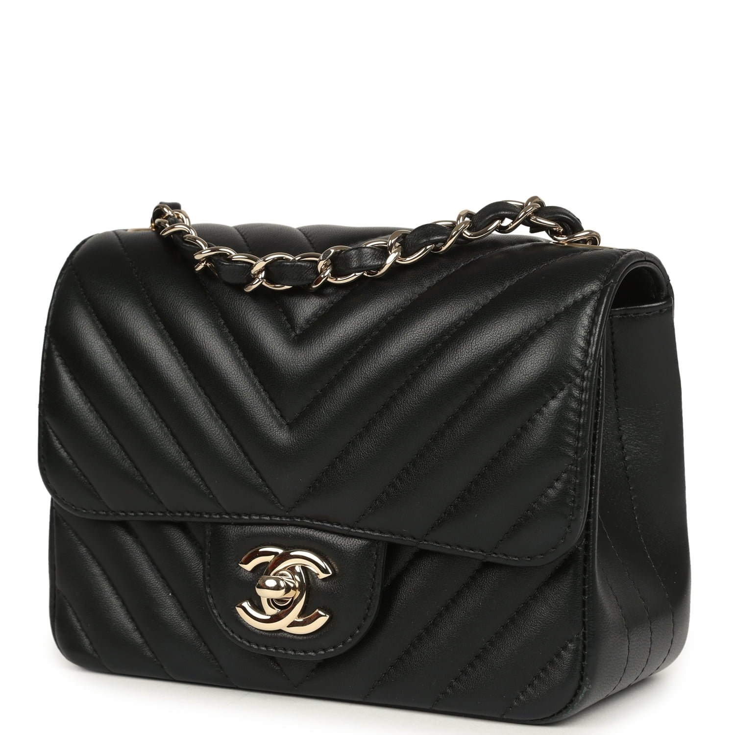 Pre-Owned Chanel Mini Flap Bag Black Lambskin — view 3