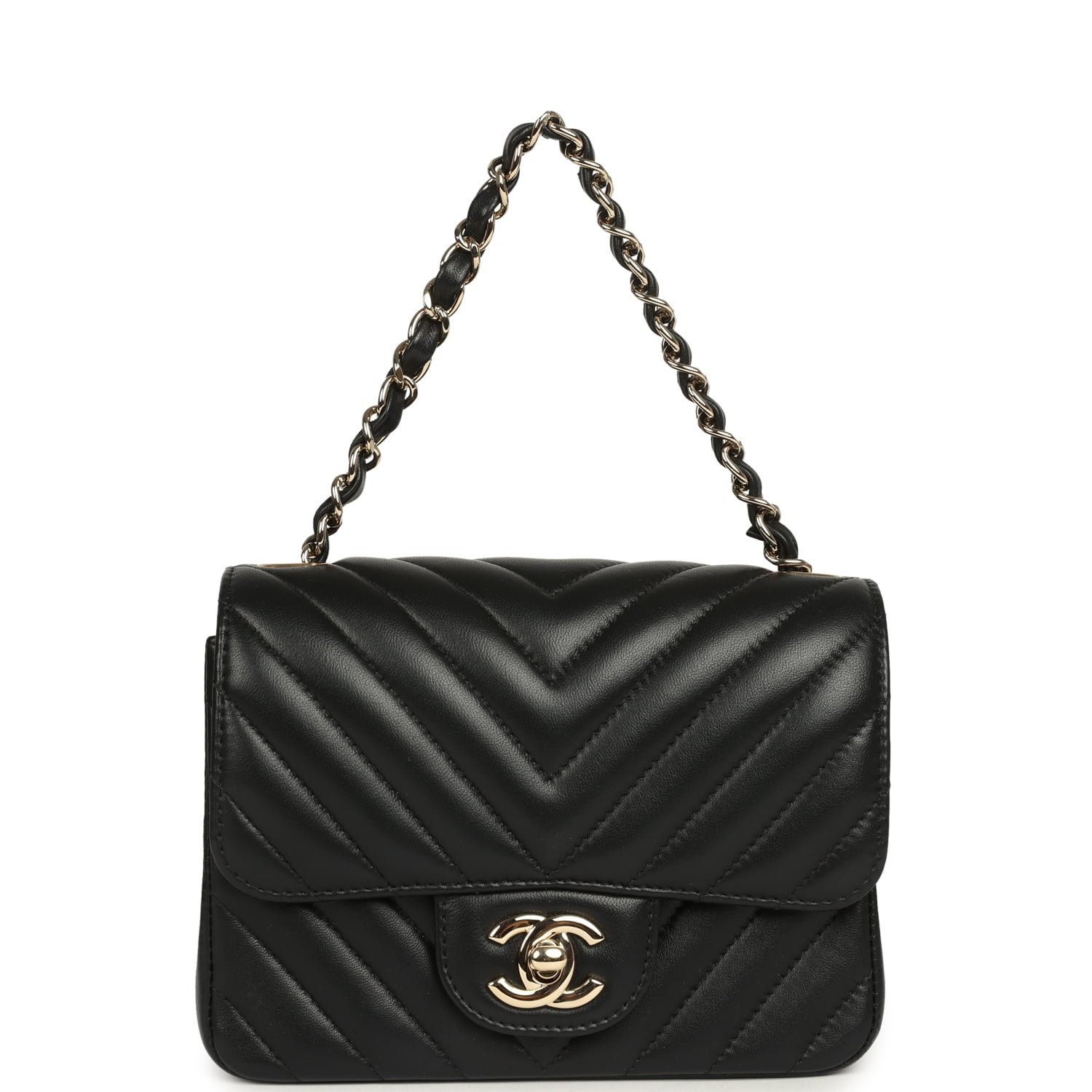 Pre-Owned Chanel Mini Flap Bag Black Lambskin — view 7