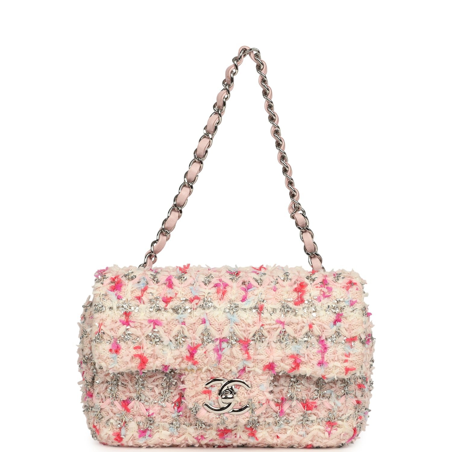 Chanel Mini Flap Bag Pink Tweed — view 7