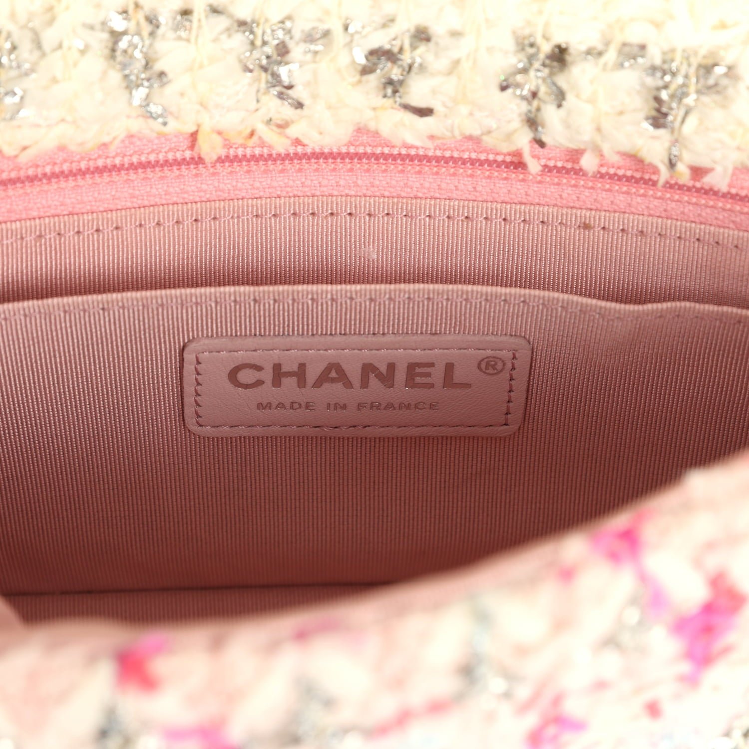 Chanel Mini Flap Bag Pink Tweed — view 9