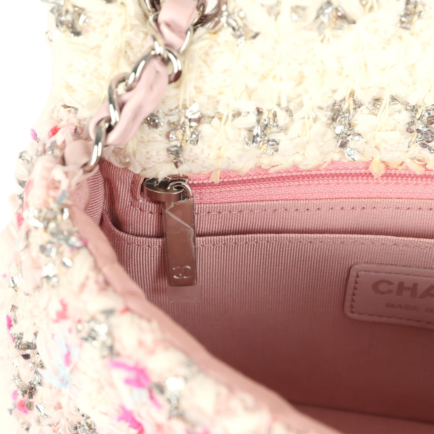 Chanel Mini Flap Bag Pink Tweed — view 10