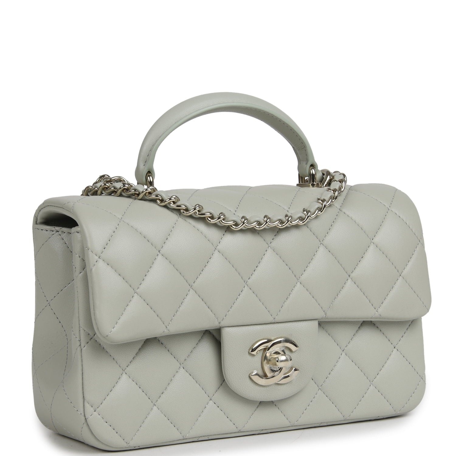 Chanel Mini Top Handle Green Lambskin — view 2