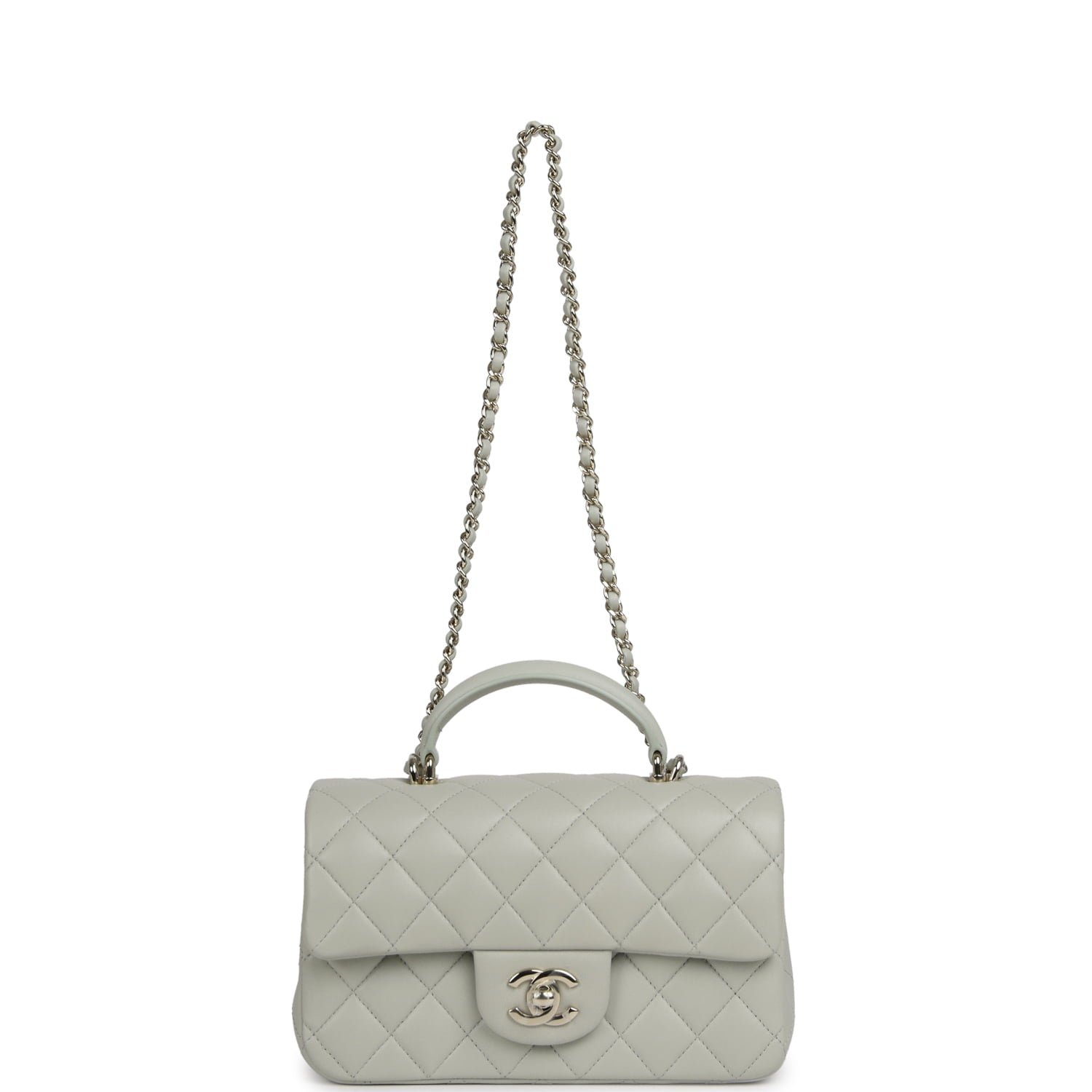 Chanel Mini Top Handle Green Lambskin — view 7