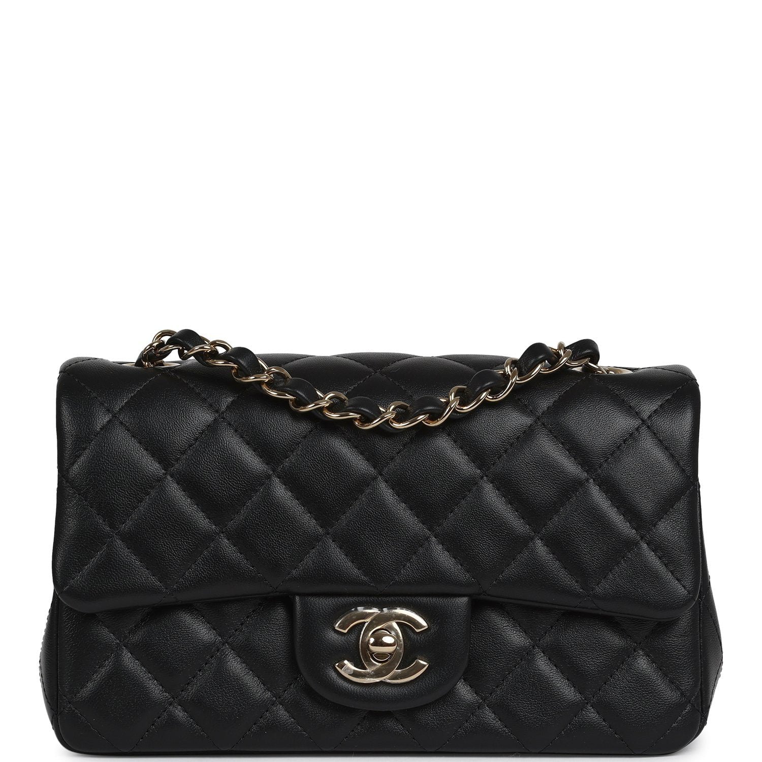 Chanel Mini Flap Bag Black Lambskin Light Gold