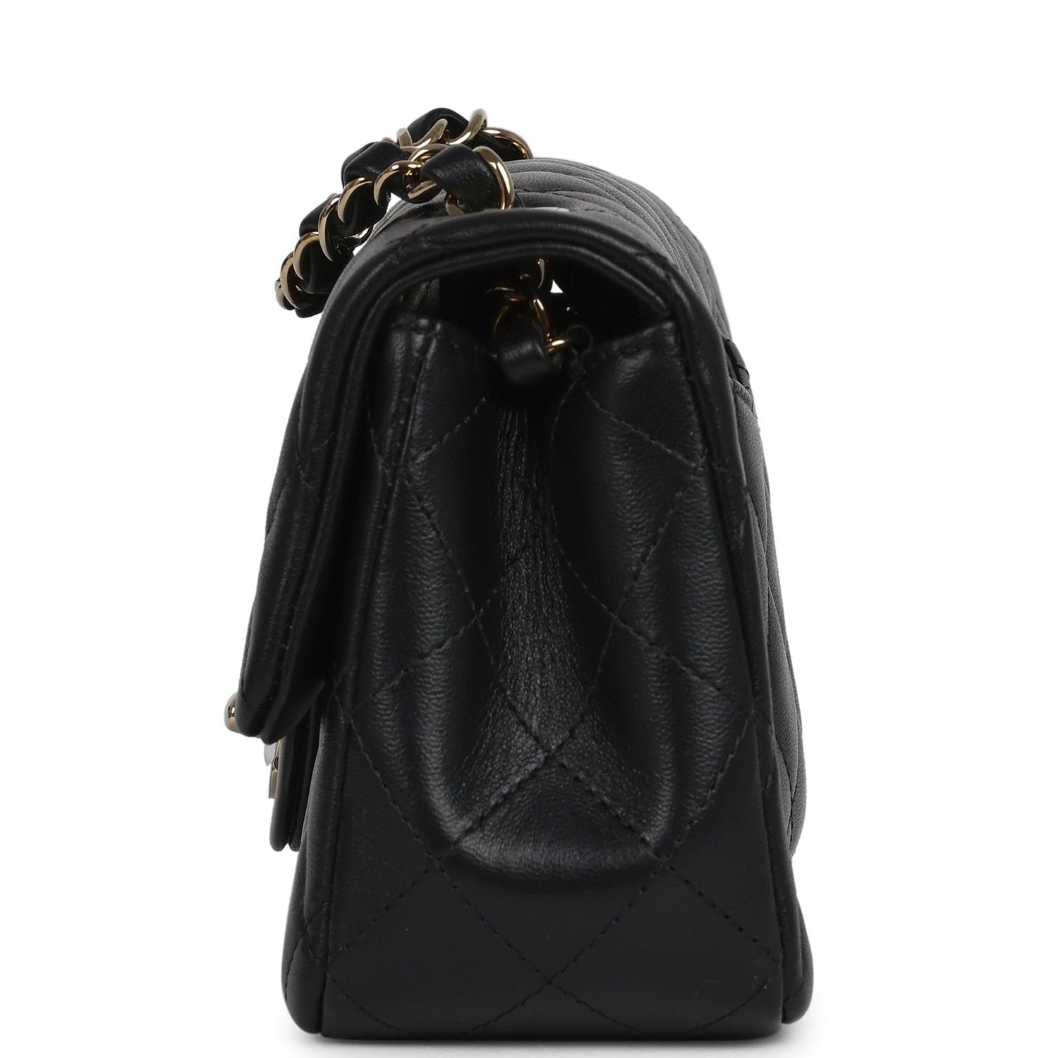 Chanel Mini Flap Bag Black Lambskin Light Gold — view 4