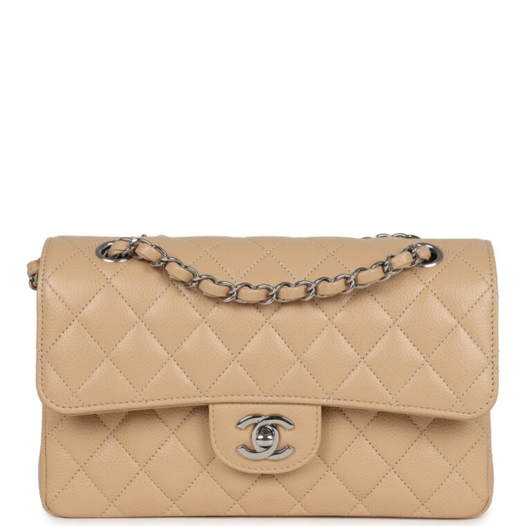 Chanel Small Classic Double Flap Beige Caviar for Sale